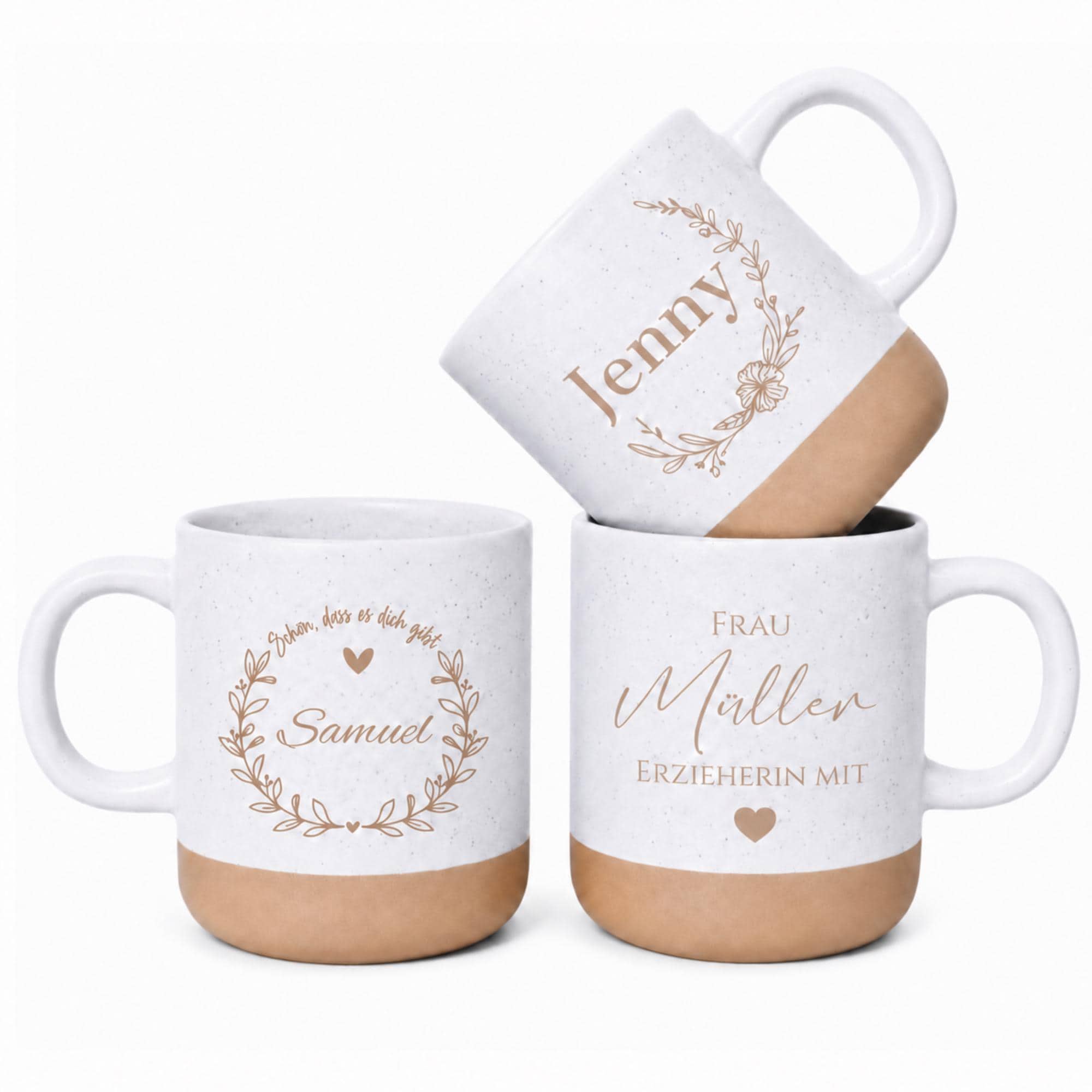 Personalisierte Tasse mit Namen, Keramiktasse, Naturstein-Optik, Geschenk für jeden Anlass, Hochzeit