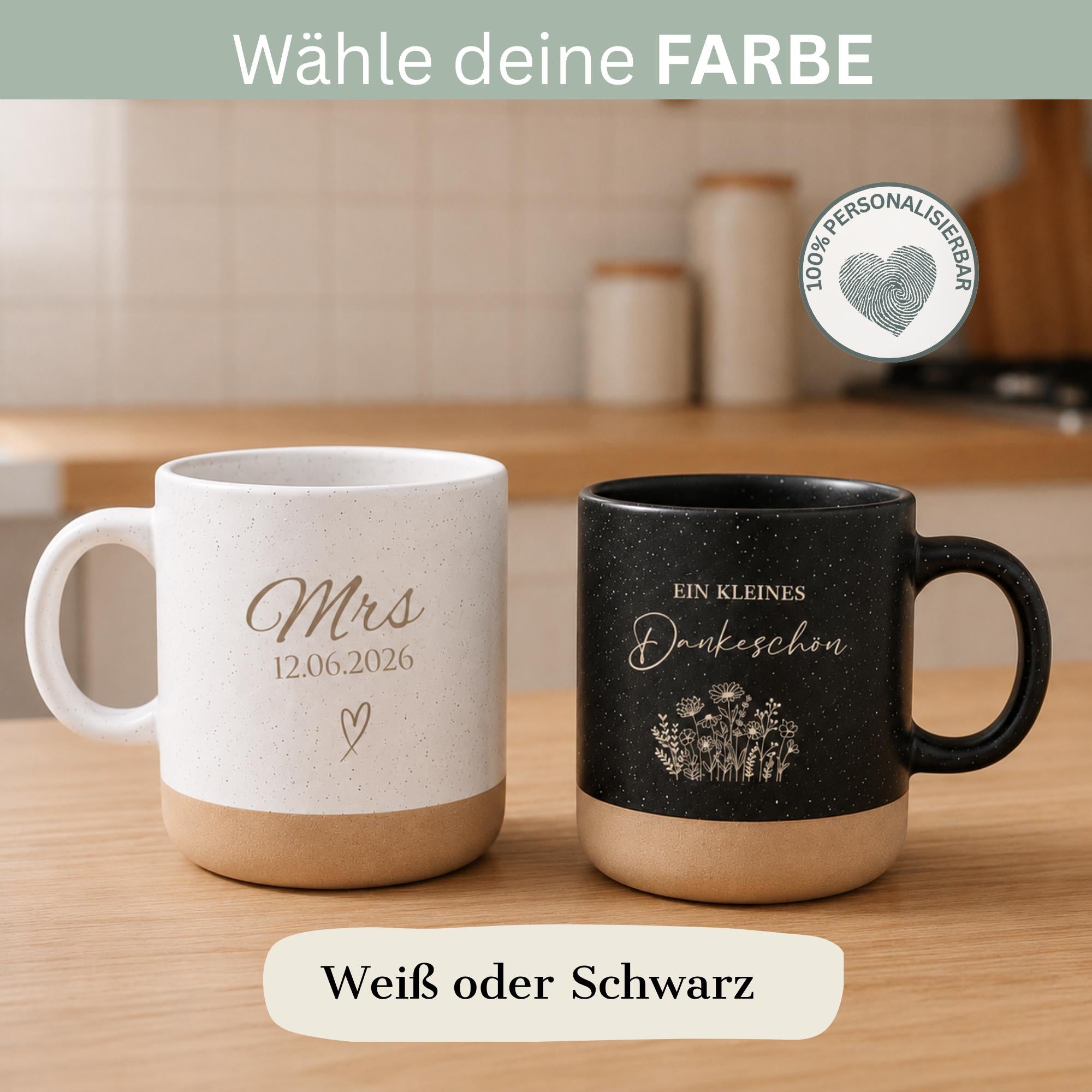 Personalisierte Tasse mit Namen, Keramiktasse, Naturstein-Optik, Geschenk für jeden Anlass, Lehrer, Abschied, Danke,