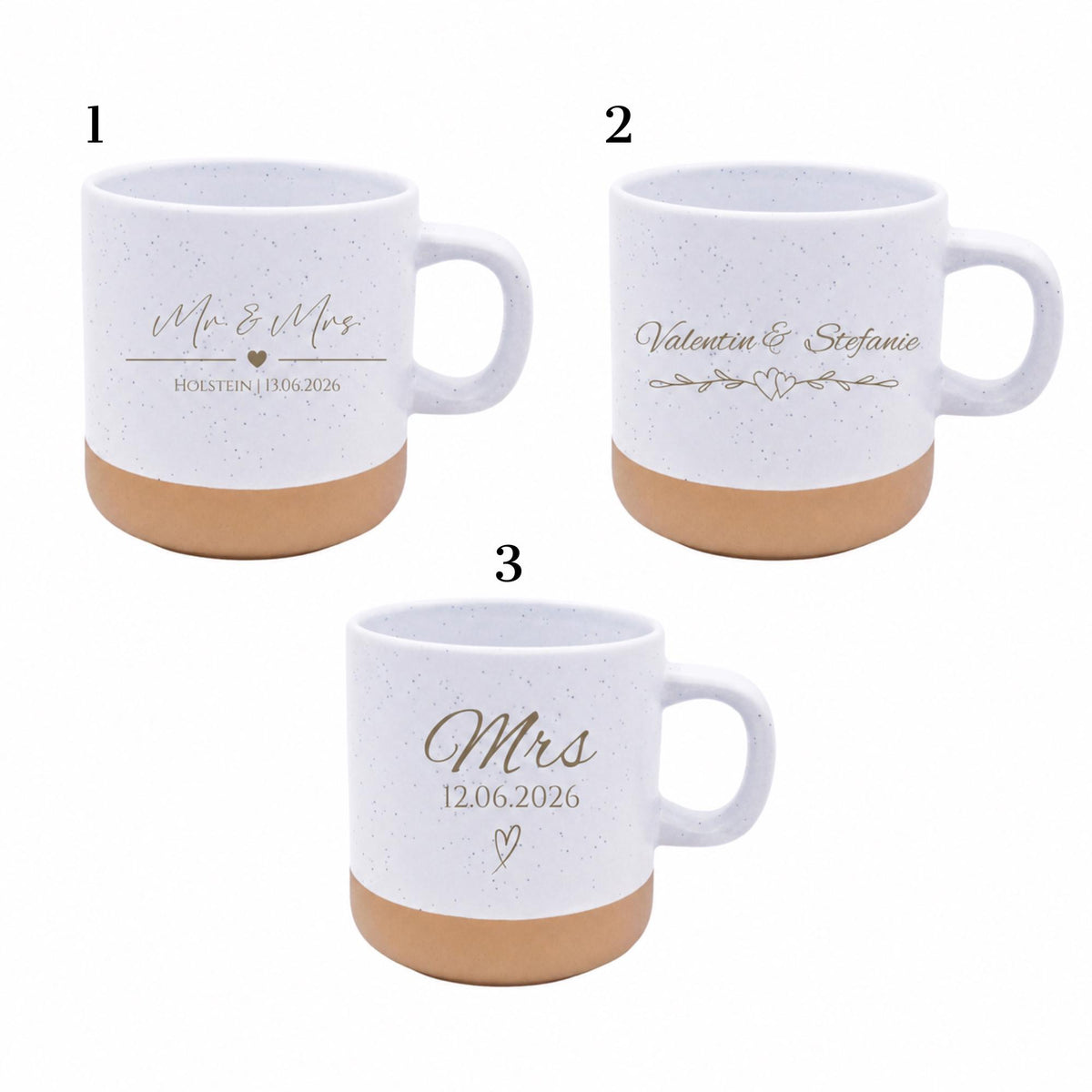 Personalisierte Tasse mit Naturstein-Optik, Hochzeit