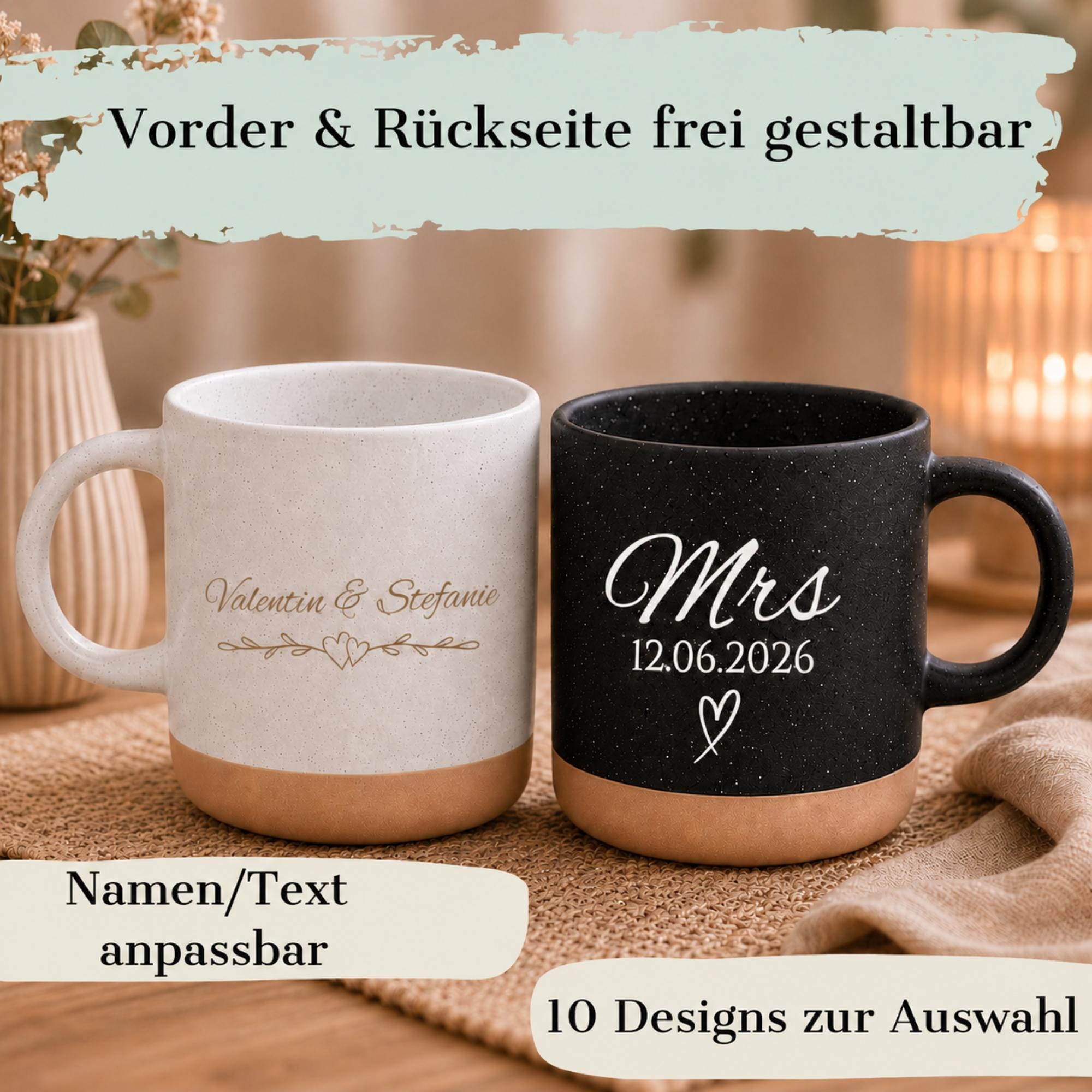 Personalisierte Tasse mit Namen, Keramiktasse, Naturstein-Optik, Geschenk für jeden Anlass, Lehrer, Abschied, Danke,