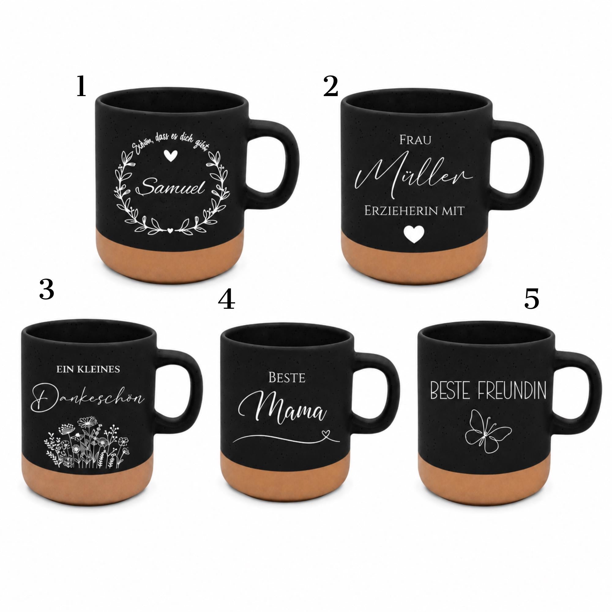 Personalisierte Tasse mit Namen, Keramiktasse, Naturstein-Optik, Geschenk für jeden Anlass, Lehrer, Abschied, Danke,