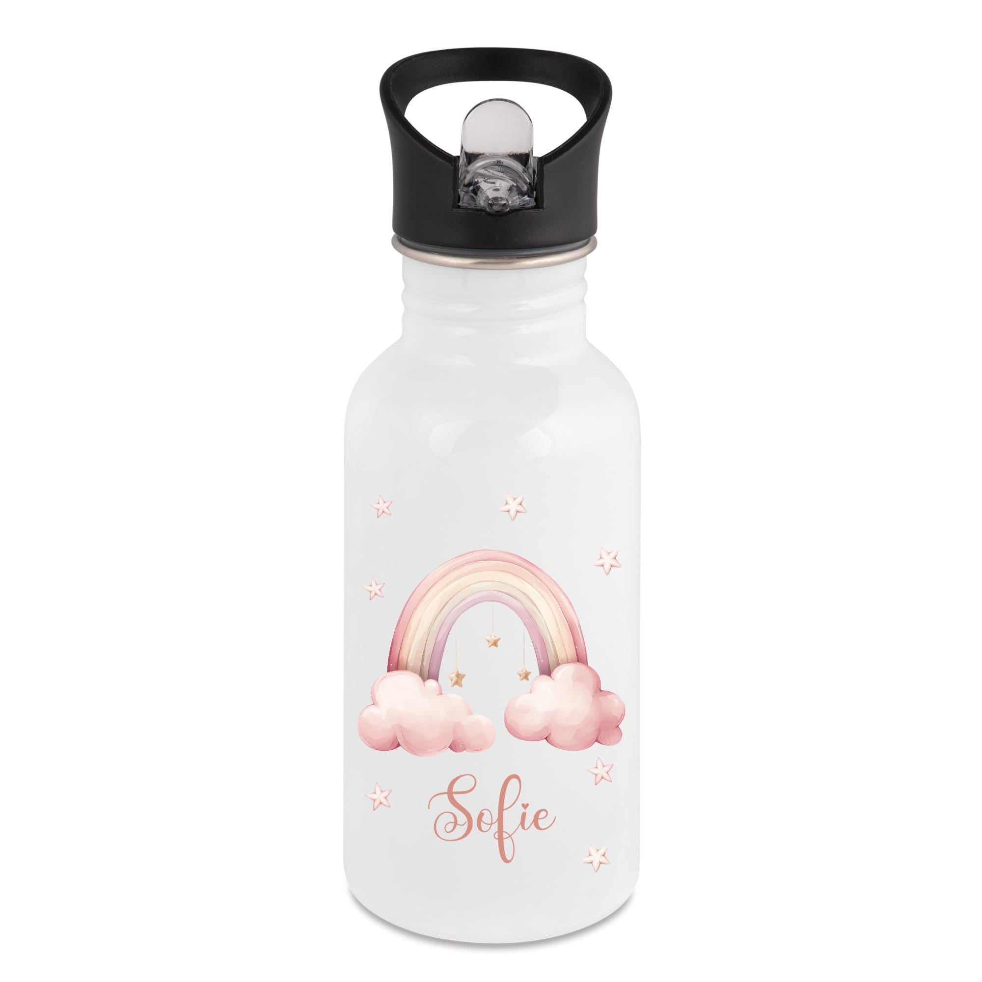 Personalisierte Trinkflasche für Kinder, Flasche mit Namen und Motiv, Geschenk für Junge und Mädchen