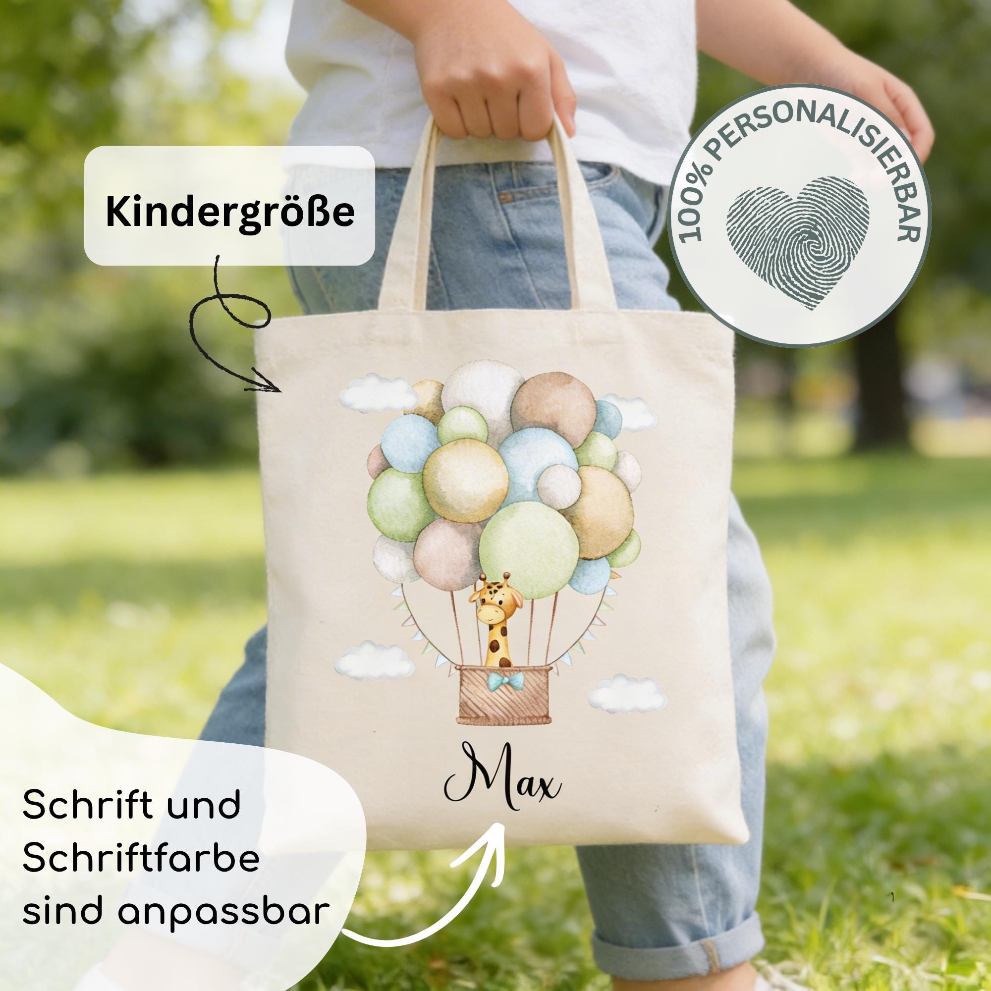 Personalisierte Jutebeutel mit Druck, Beutel mit Namen, Stofftasche für Kinder, Sportbeutel Kindergarten, Geschenk für Junge und Mädchen