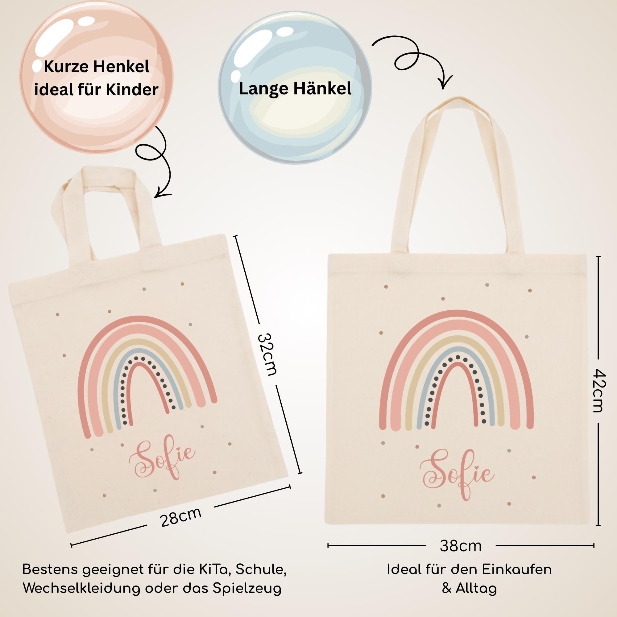 Personalisierte Jutebeutel mit Druck, Beutel mit Namen, Stofftasche für Kinder, Sportbeutel Kindergarten, Geschenk für Junge und Mädchen