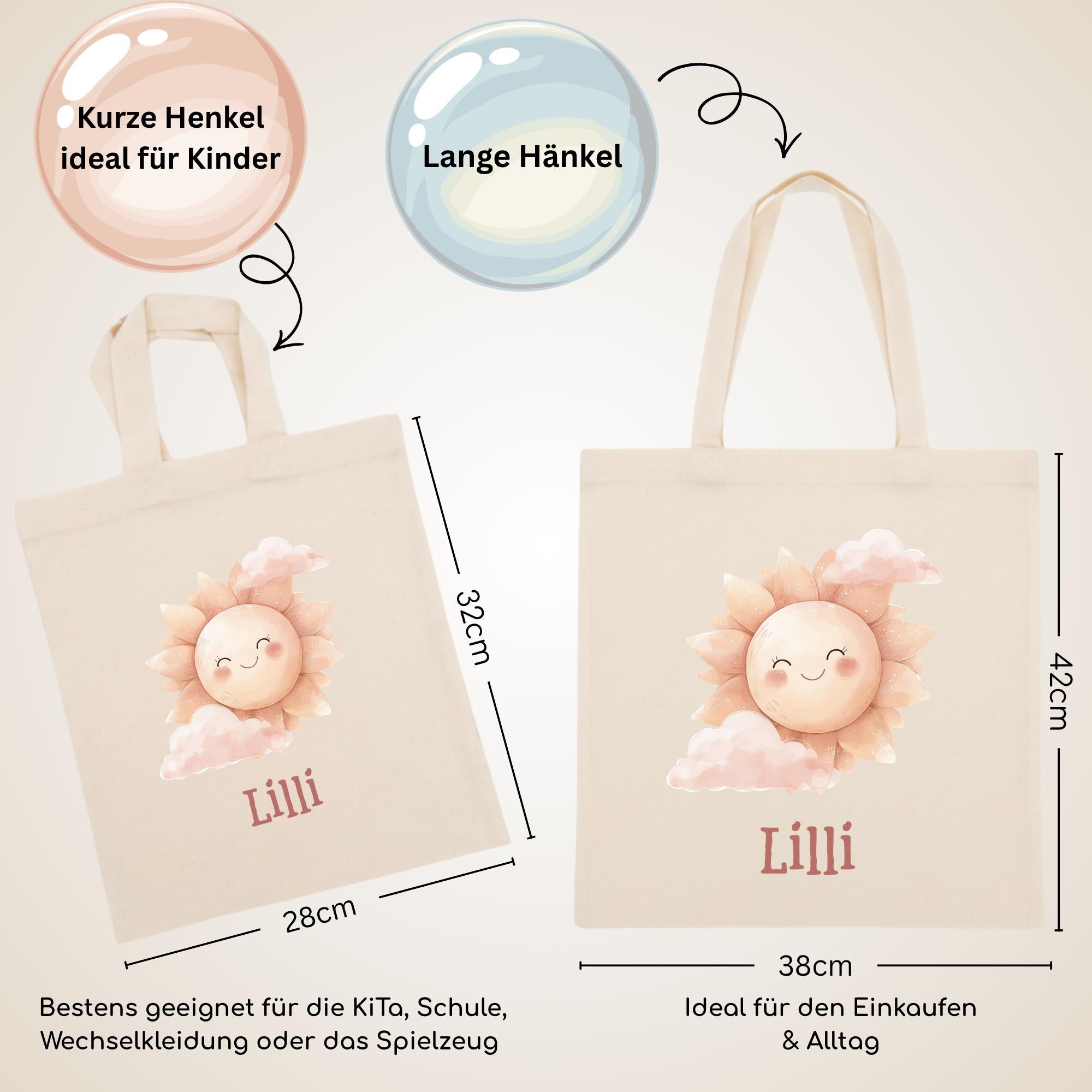Personalisierte Jutebeutel mit Druck, Beutel mit Namen, Stofftasche für Kinder, Sportbeutel Kindergarten, Geschenk für Junge und Mädchen