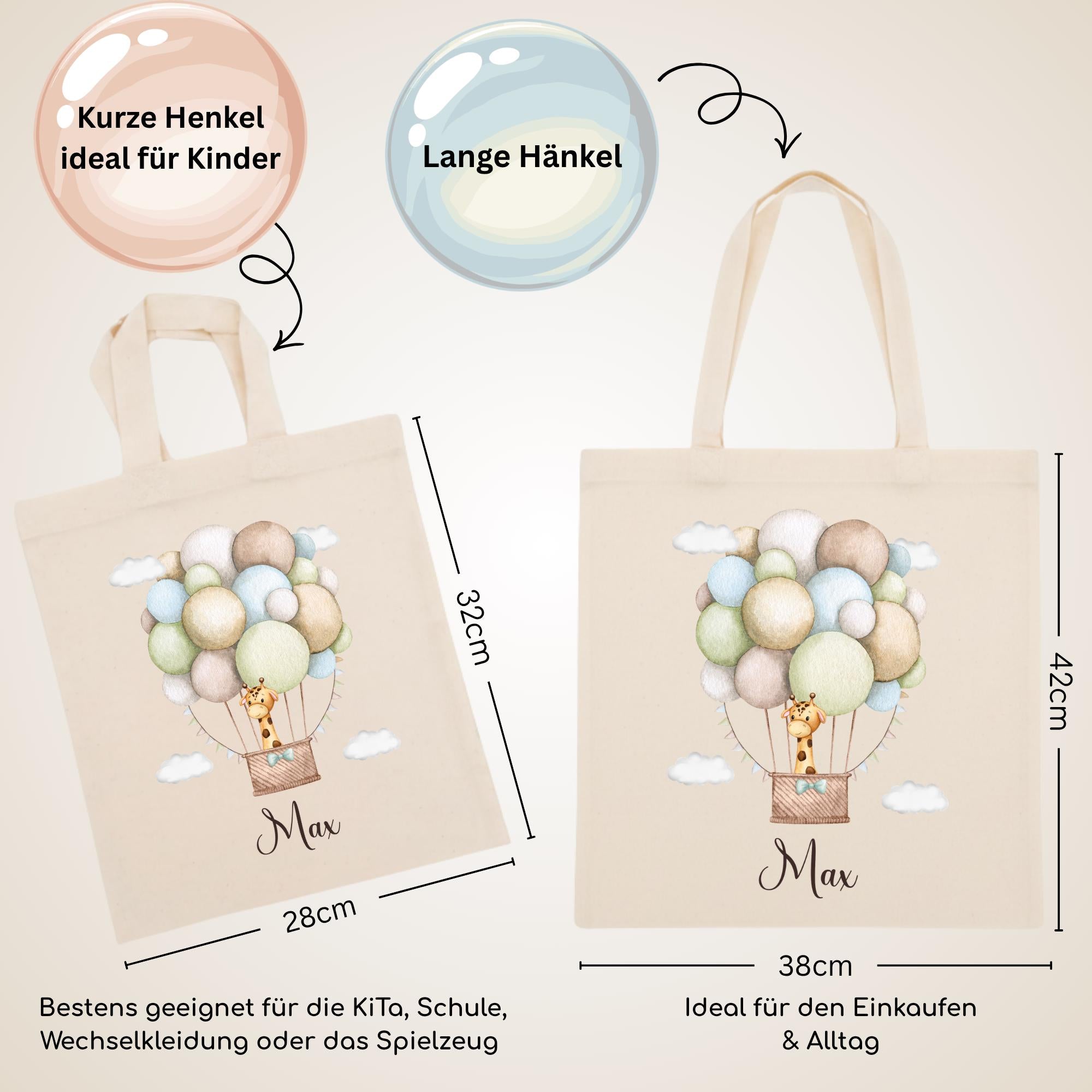Personalisierte Jutebeutel mit Druck, Beutel mit Namen, Stofftasche für Kinder, Sportbeutel Kindergarten, Geschenk für Junge und Mädchen
