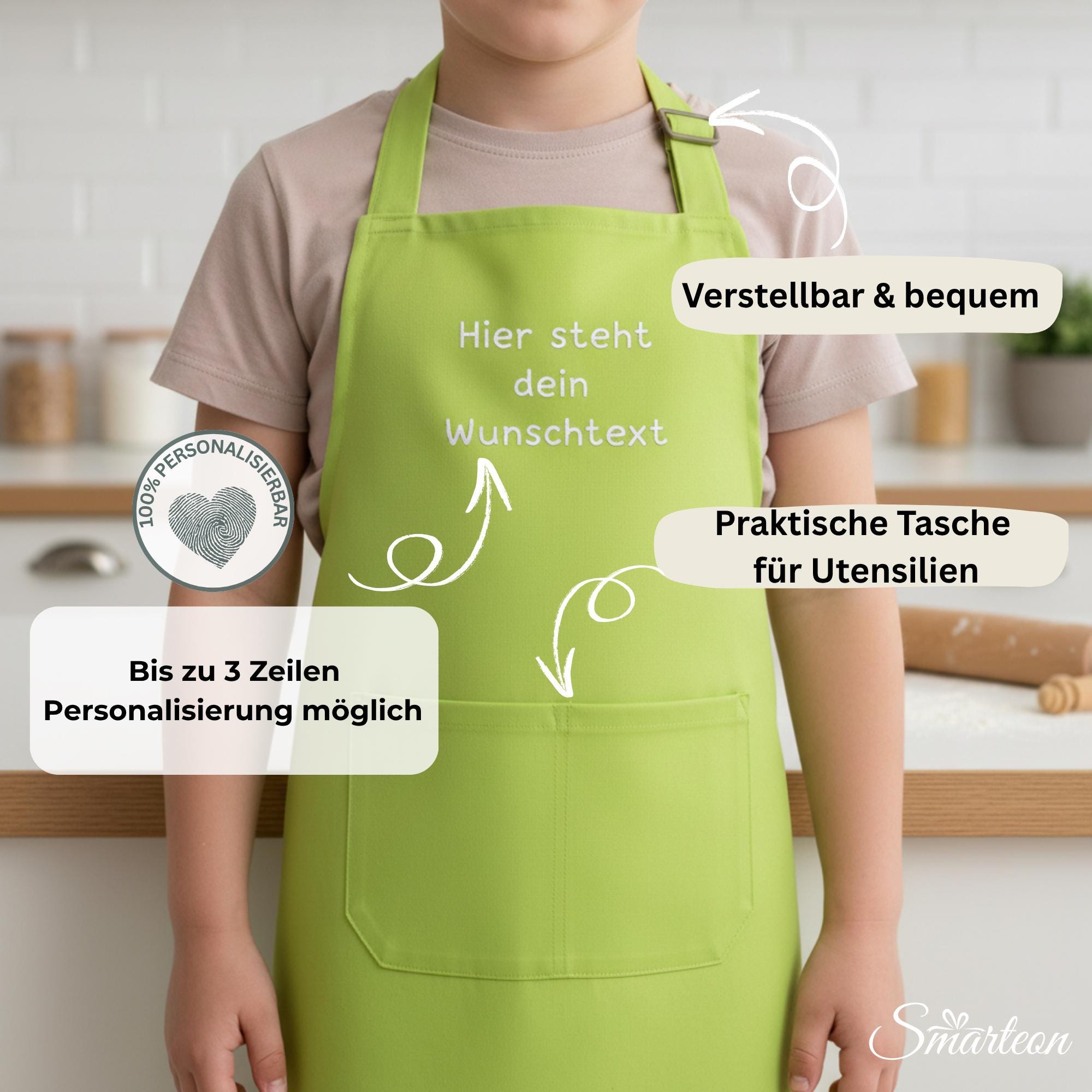 Personalisierte Kinderkochschürze bestickt, Schürze mit Stick, Geschenk für Junge und Mädchen