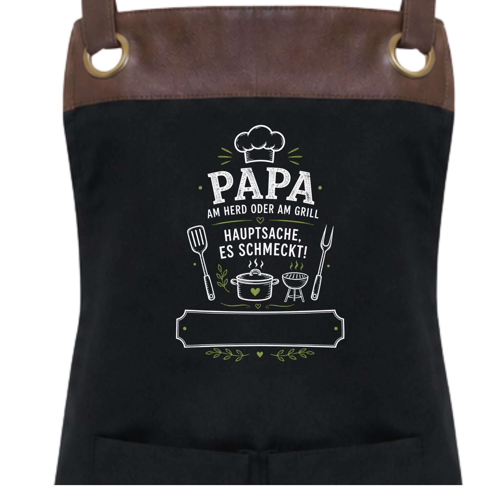 Grillschürze personalisiert für Männer, Kochschürze mit Namen, lustige Grillmeister Schürze, Geschenk für Papa Opa Grillfan
