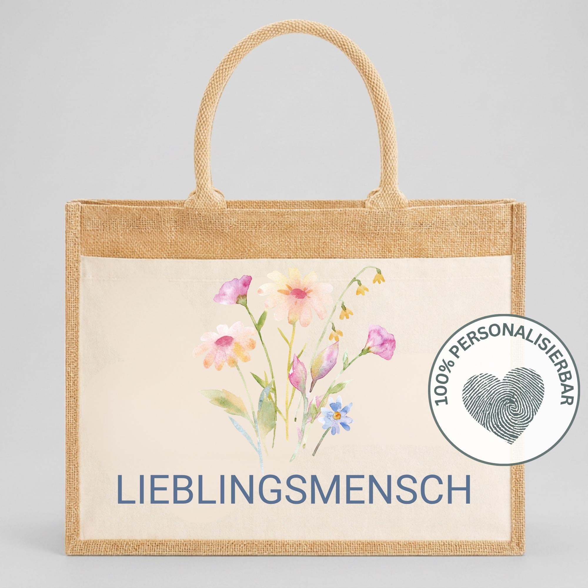 Personalisierte Jutetasche - Blume 2