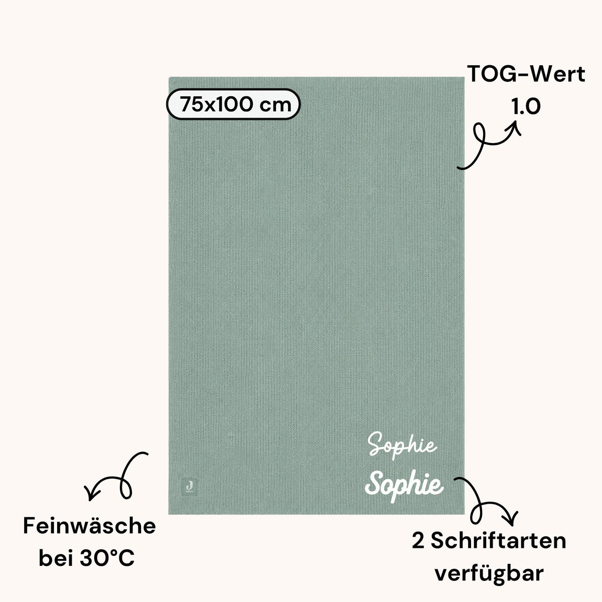 Babydecke von Jollein personalisiert mit Namen, Strickdecke Baby, Geschenk zur Geburt, Taufe, personalisierte Babydecke, Kinderdecke