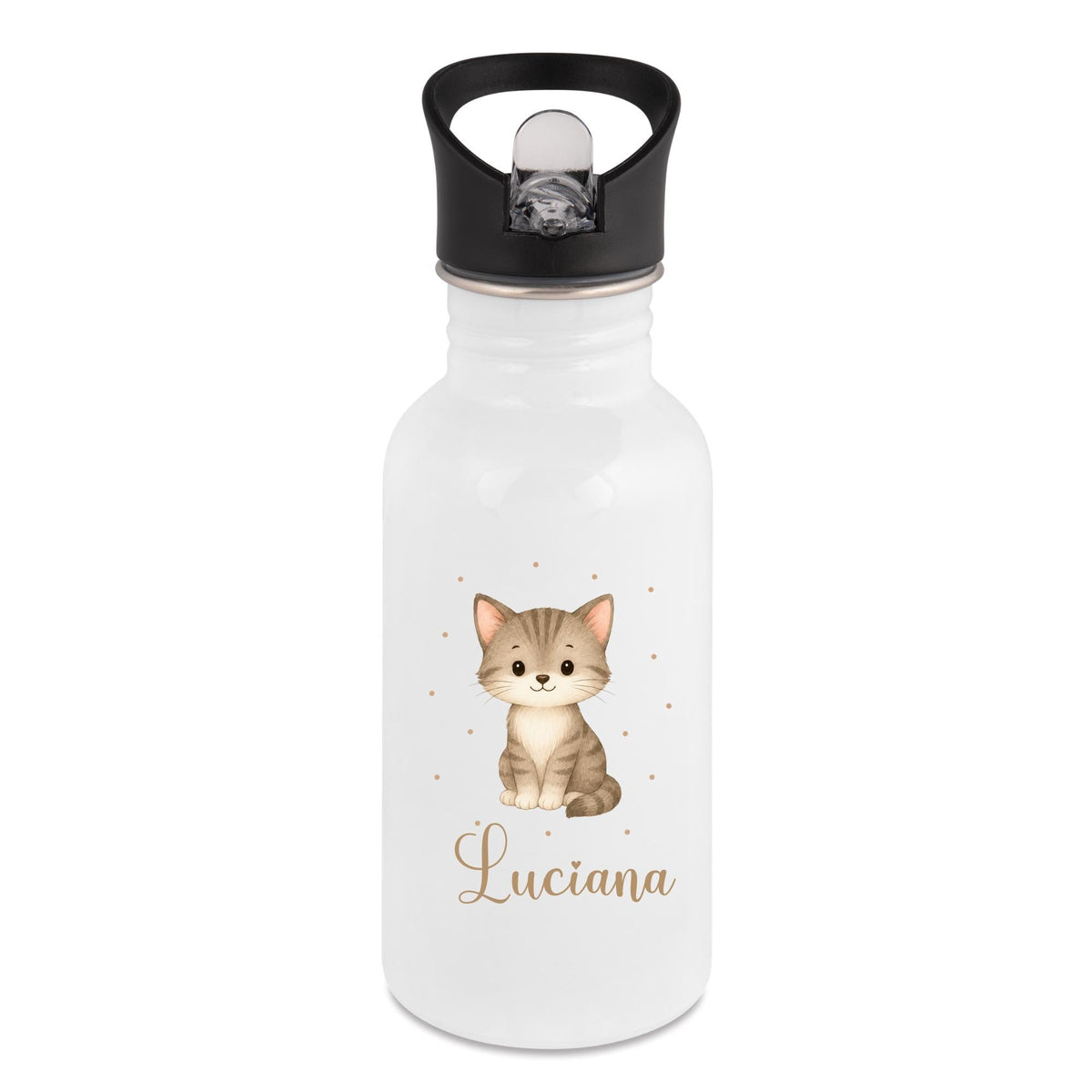 Personalisierte Trinkflasche für Kinder, Flasche mit Namen und Tiermotiv, Geschenk für Junge und Mädchen