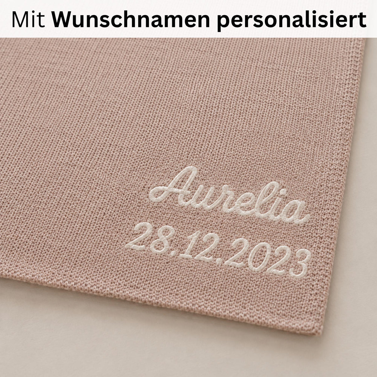 Babydecke von Jollein personalisiert mit Namen, Strickdecke Baby, Geschenk zur Geburt, Taufe, personalisierte Babydecke, Kinderdecke