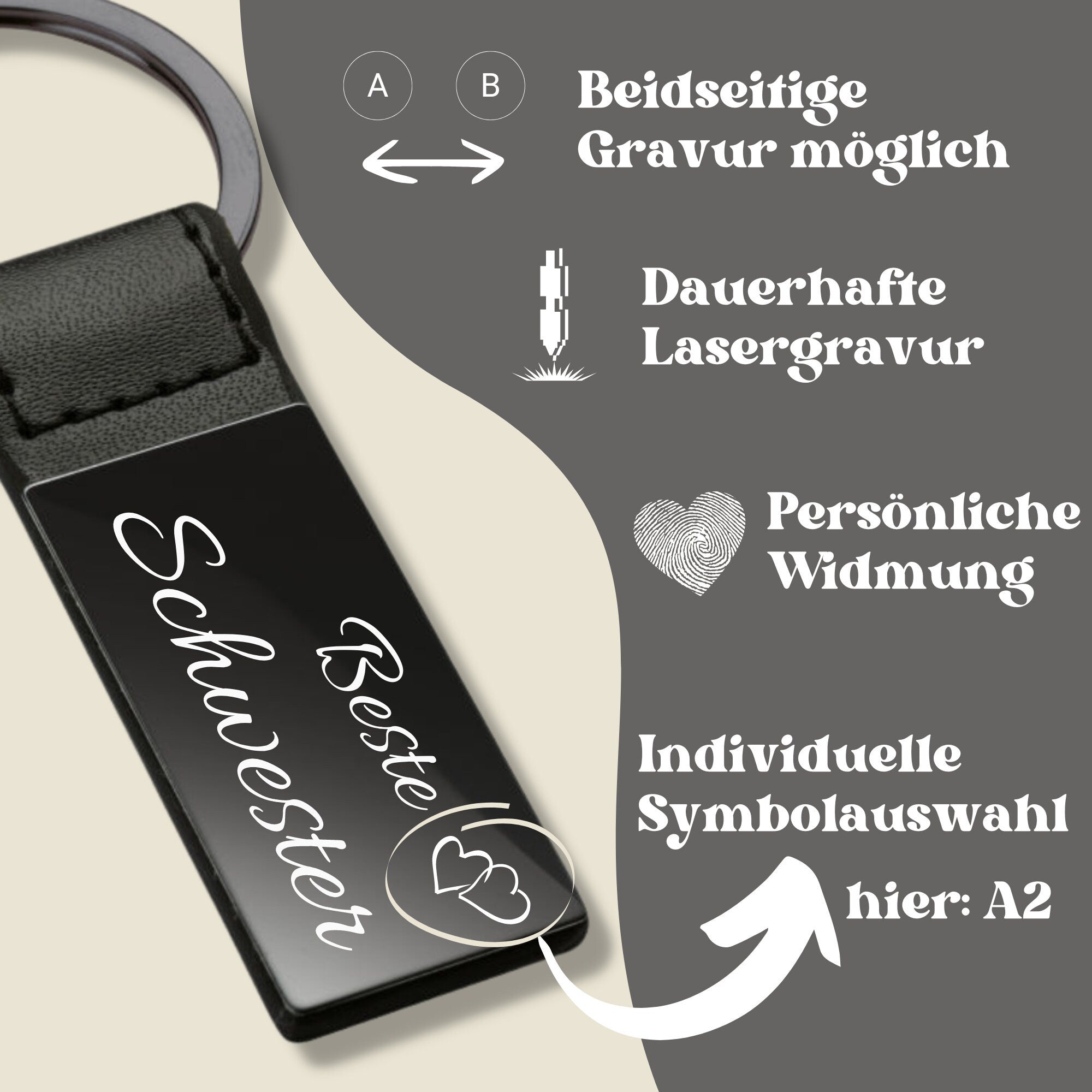 Personalisierter Schlüsselanhänger mit Gravur "Beste Schwester"