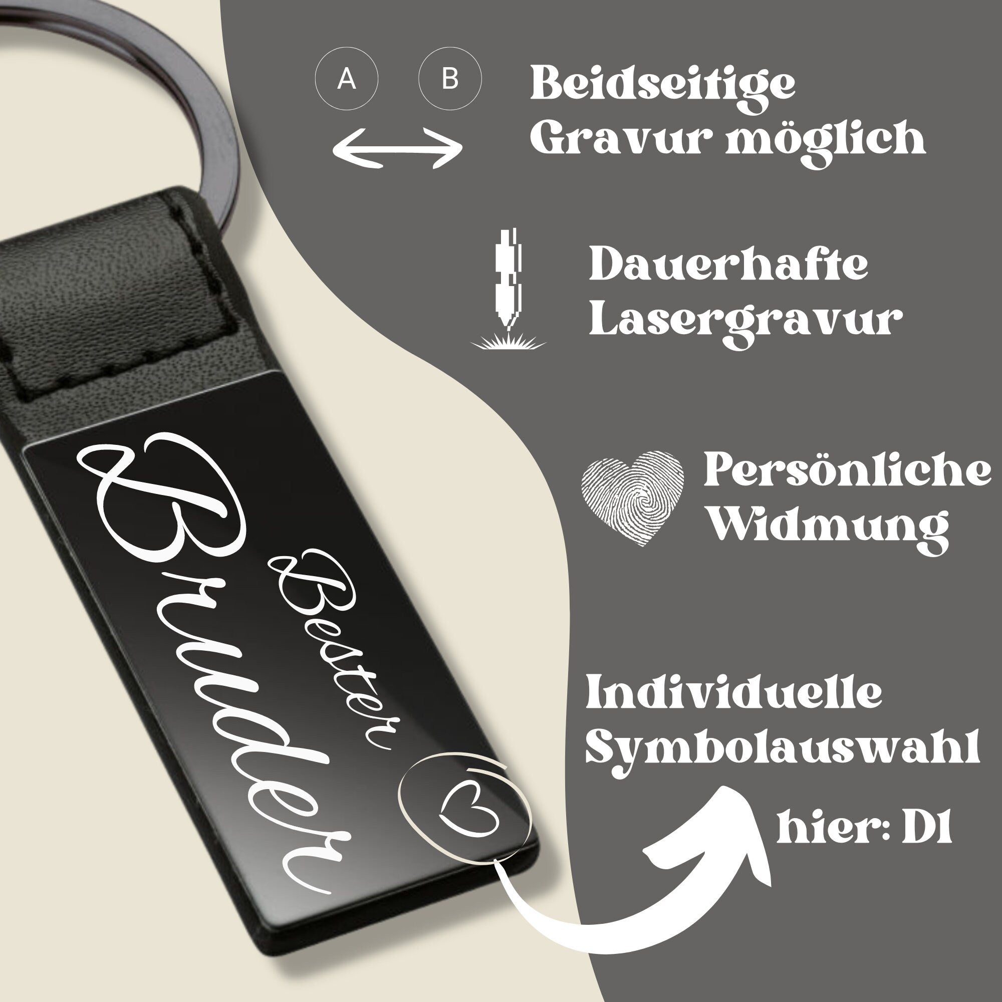 Personalisierter Schlüsselanhänger mit Gravur "Bester Bruder"