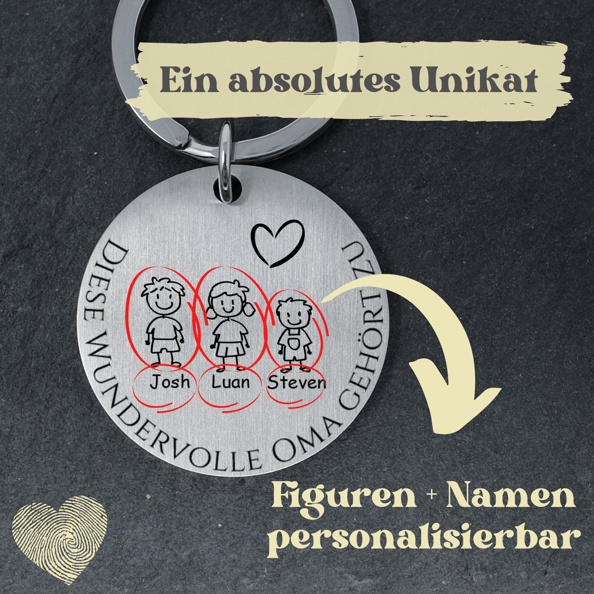 Personalisierter Schlüsselanhänger mit Gravur für Oma/ Großmutter - "Diese Oma gehört zu ..."