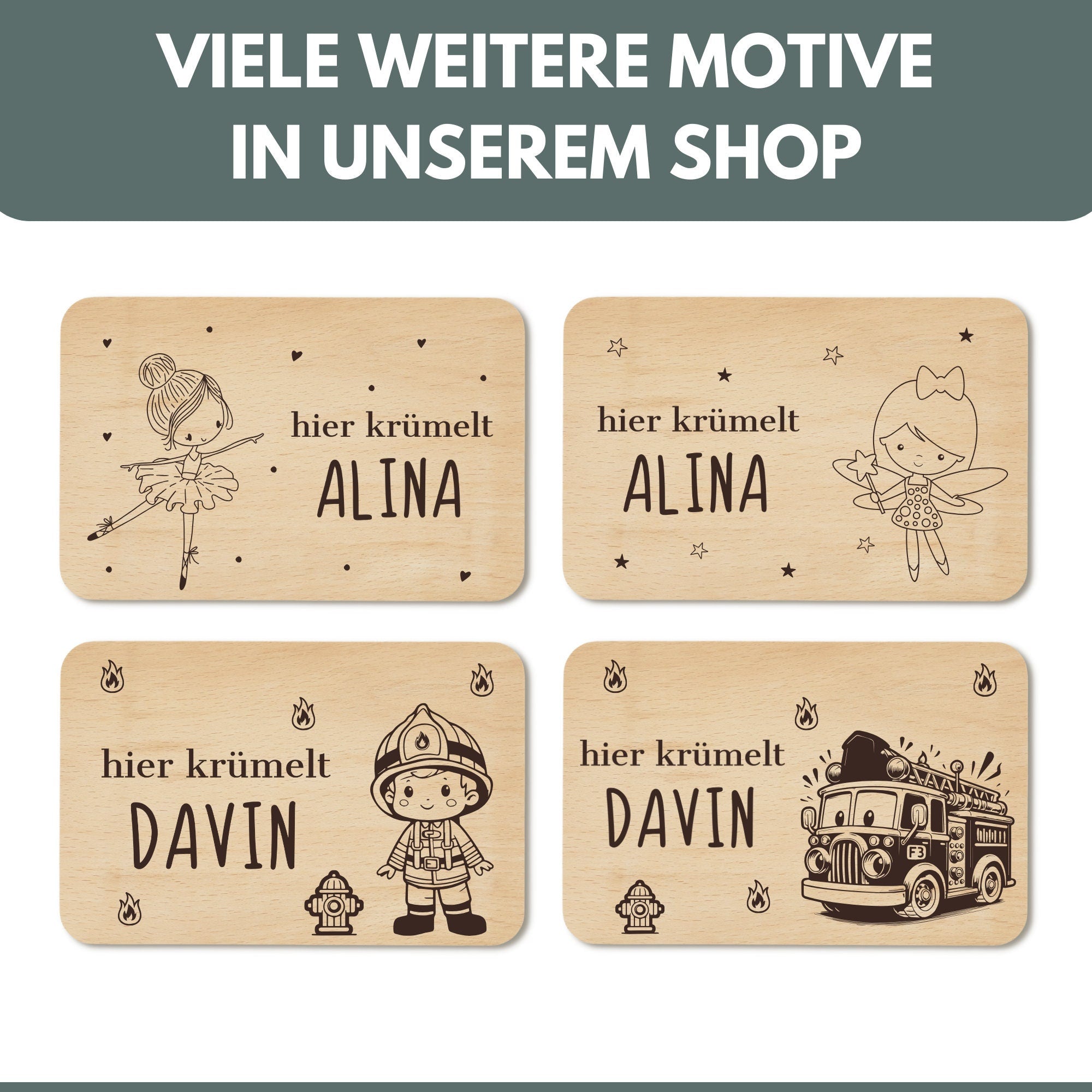 Frühstücksbrettchen Krümelmonster mit Namen - Individuelles Holzbrett für Kinder personalisiert