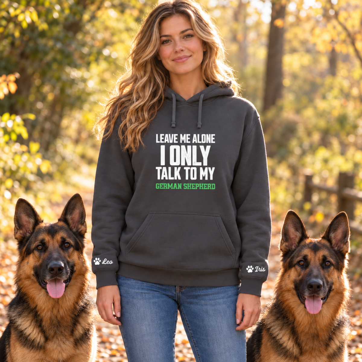 Hunde-Hoodie personalisiert - Leave me alone