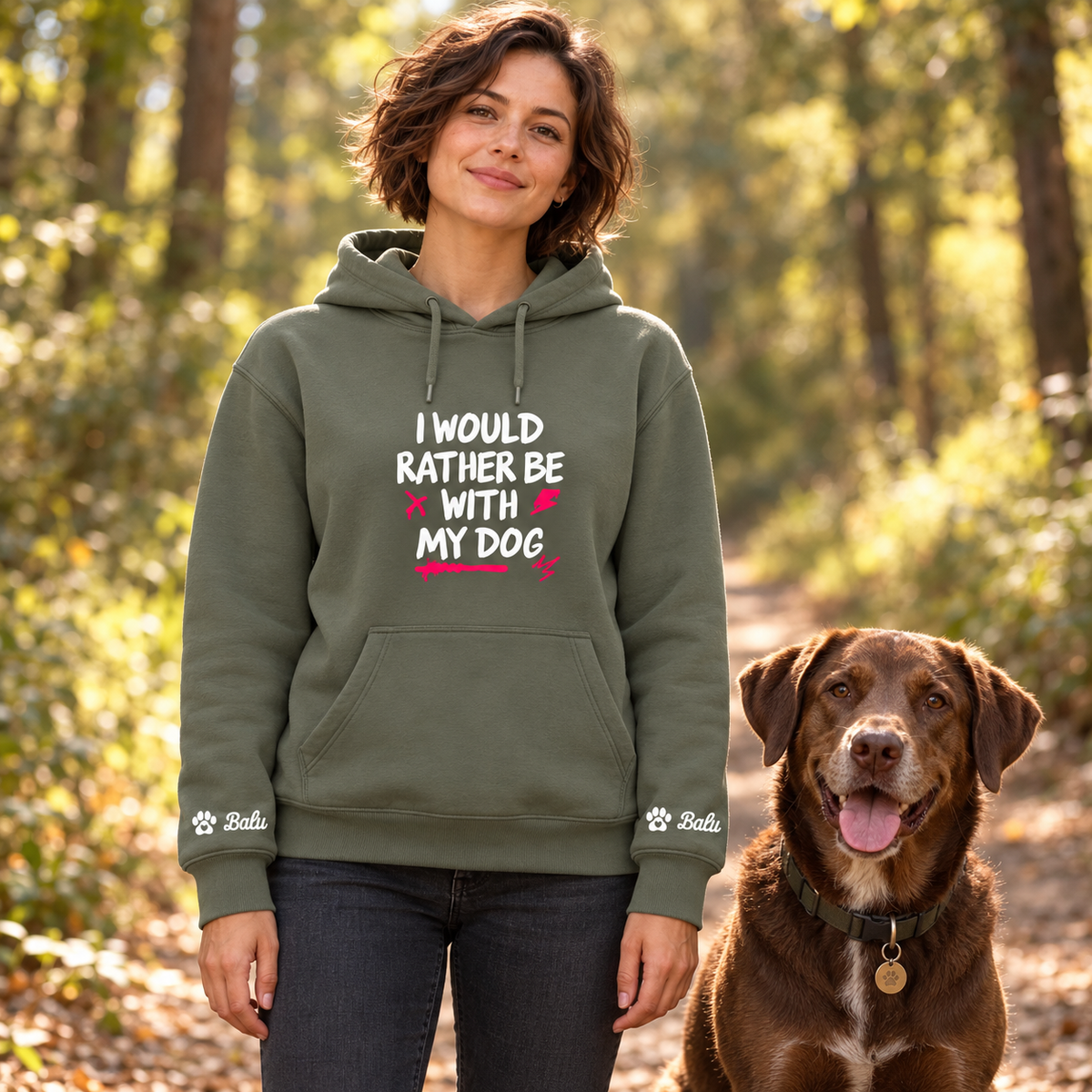 Hoodie personalisiert - rather be with my dog