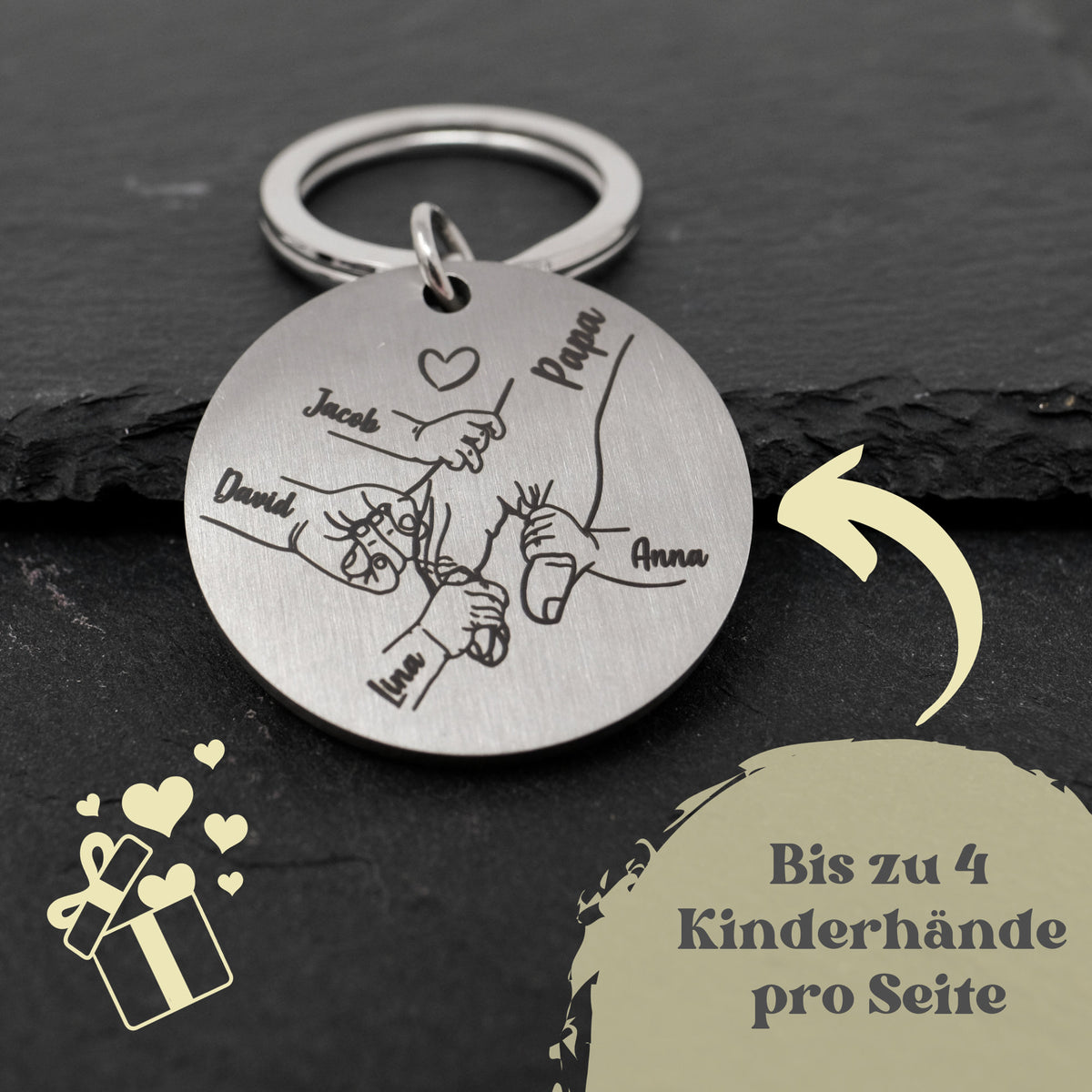 Schlüsselanhänger Mama mit Kindern (1-4 Hände)