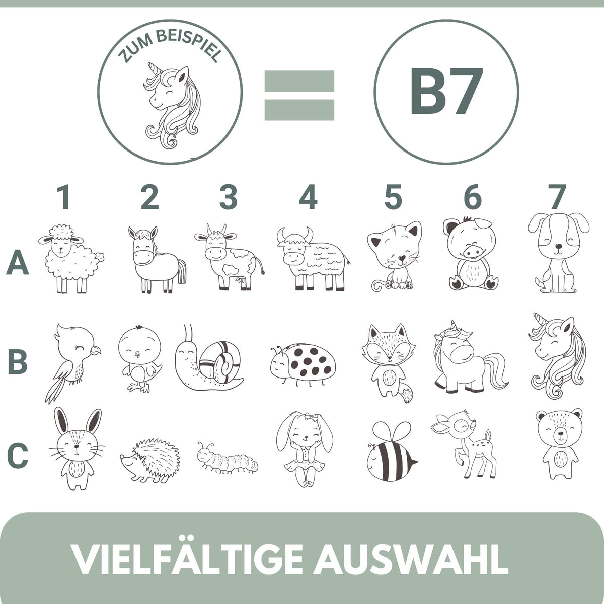 Kinder-Lesezeichen mit Namen und Tiermotiv