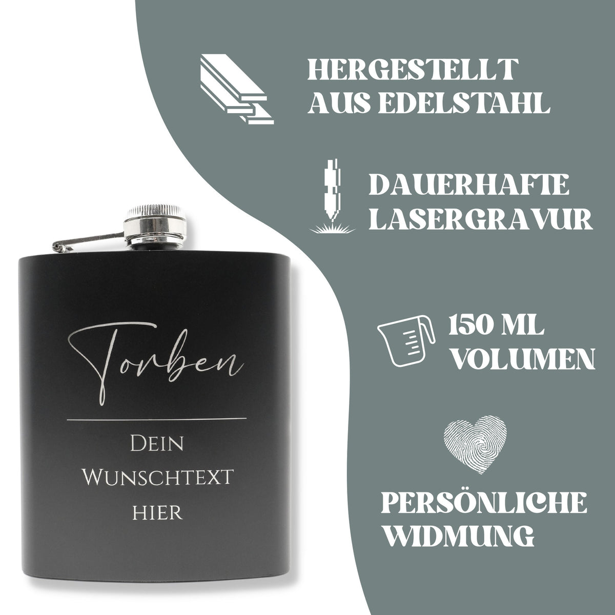 Flachmann Set mit Gravur aus Edelstahl