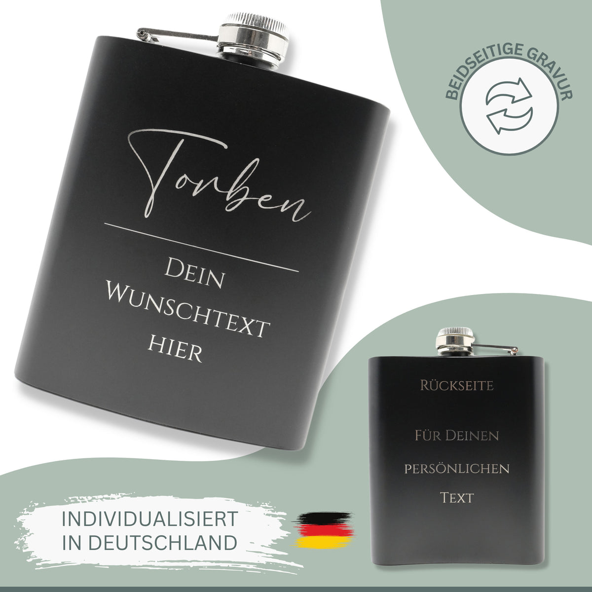 Flachmann Set mit Gravur aus Edelstahl