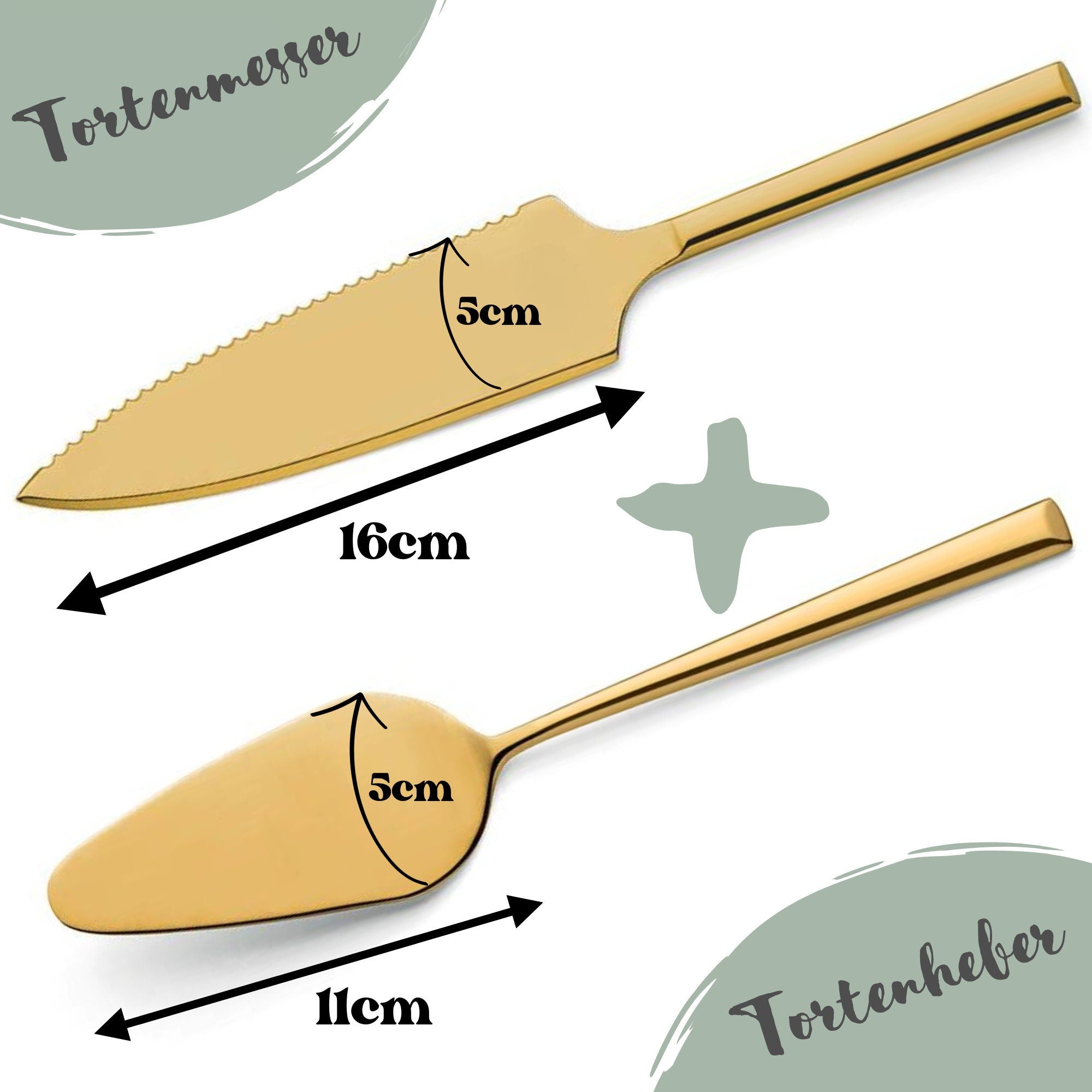 Tortenheber inkl. Tortenmesser im Set mit persönlicher Gravur als Geschenk zur Hochzeit - "Ewig Dein, Ewig mein, Ewig uns"