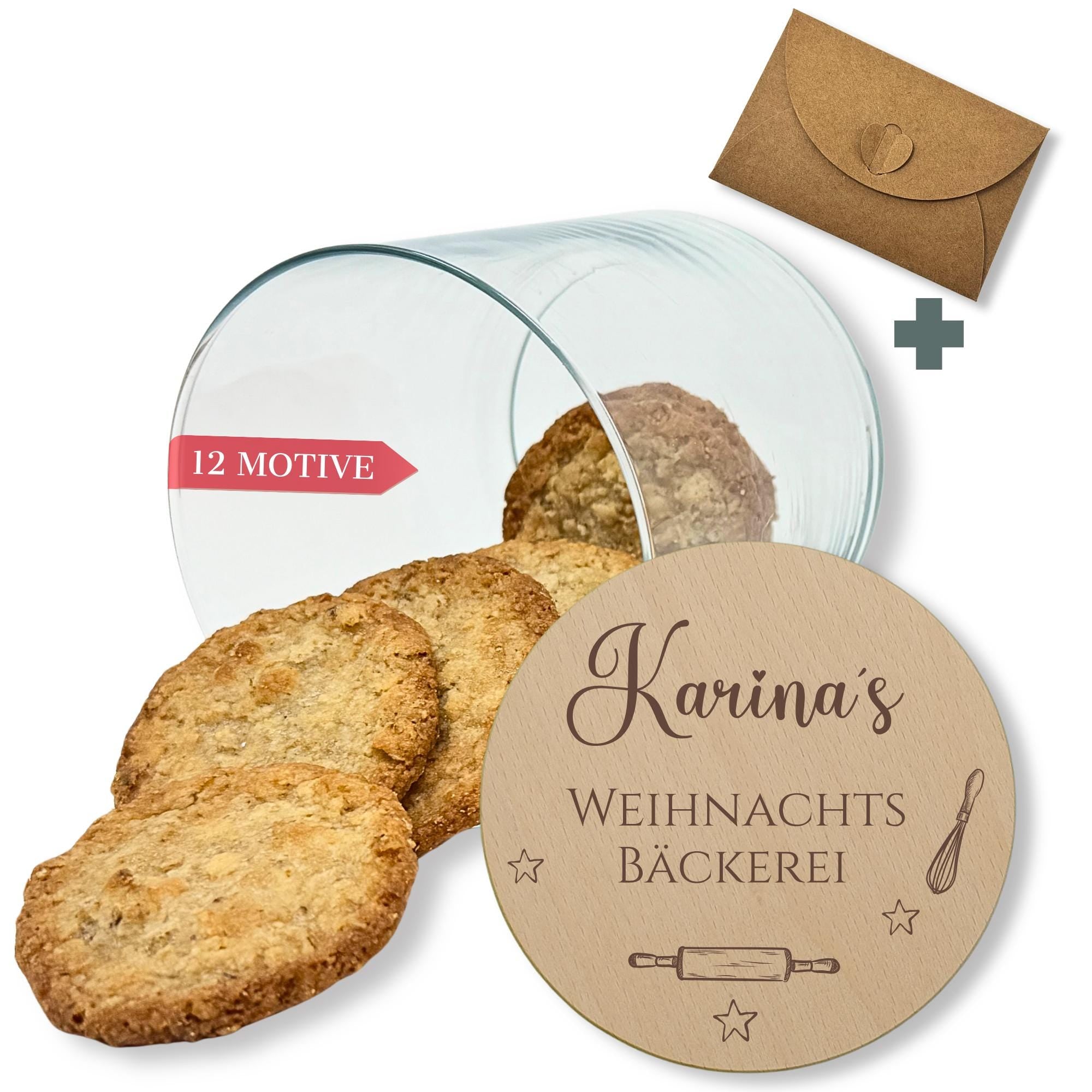 Vorratsglas mit personalisierter Gravur Weihnachten, Keksdose personalisiert, Keksglas mit Namen, Holzdeckel mit Gravur | Weihnachtsbäckerei