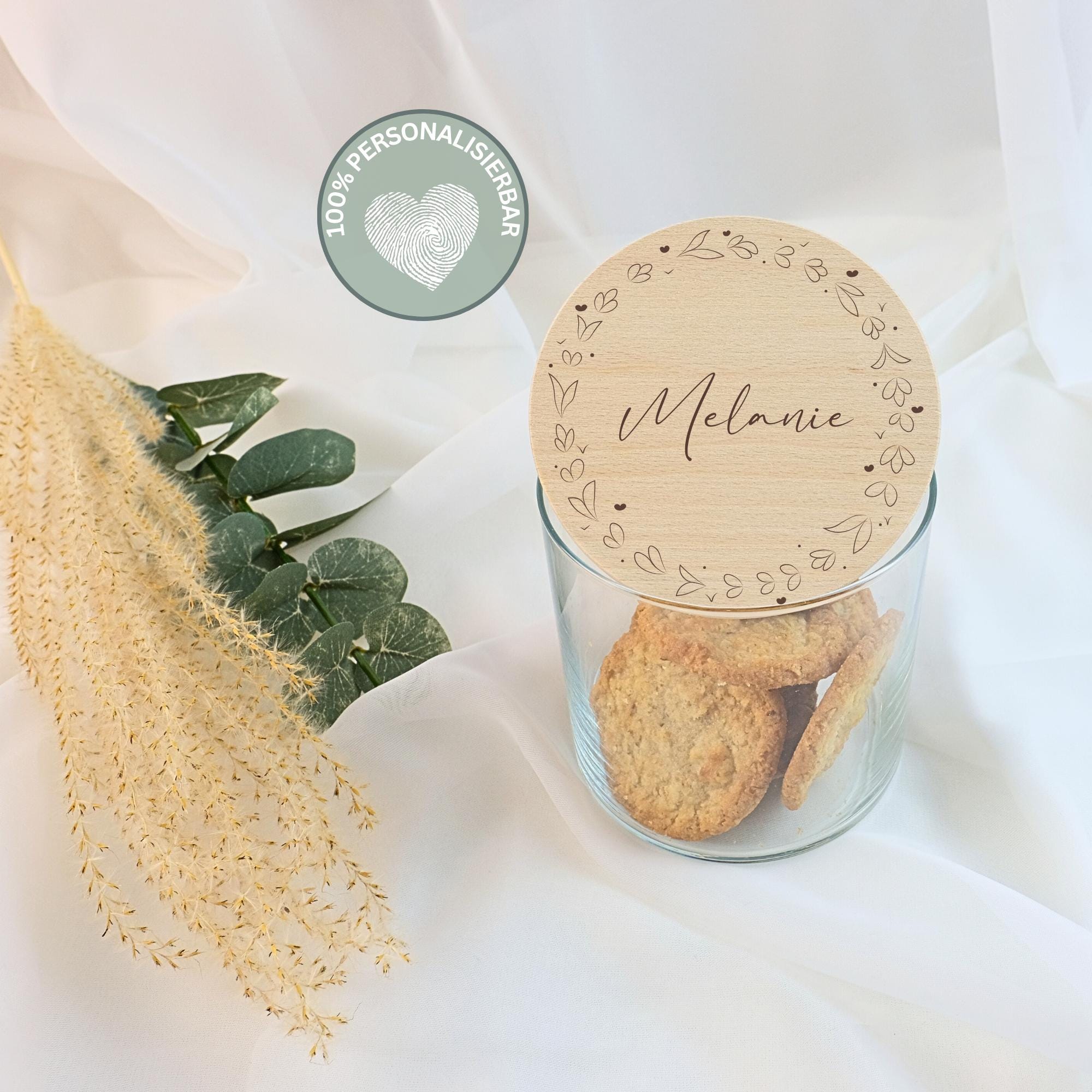 Vorratsglas | Blumenranke mit Namen