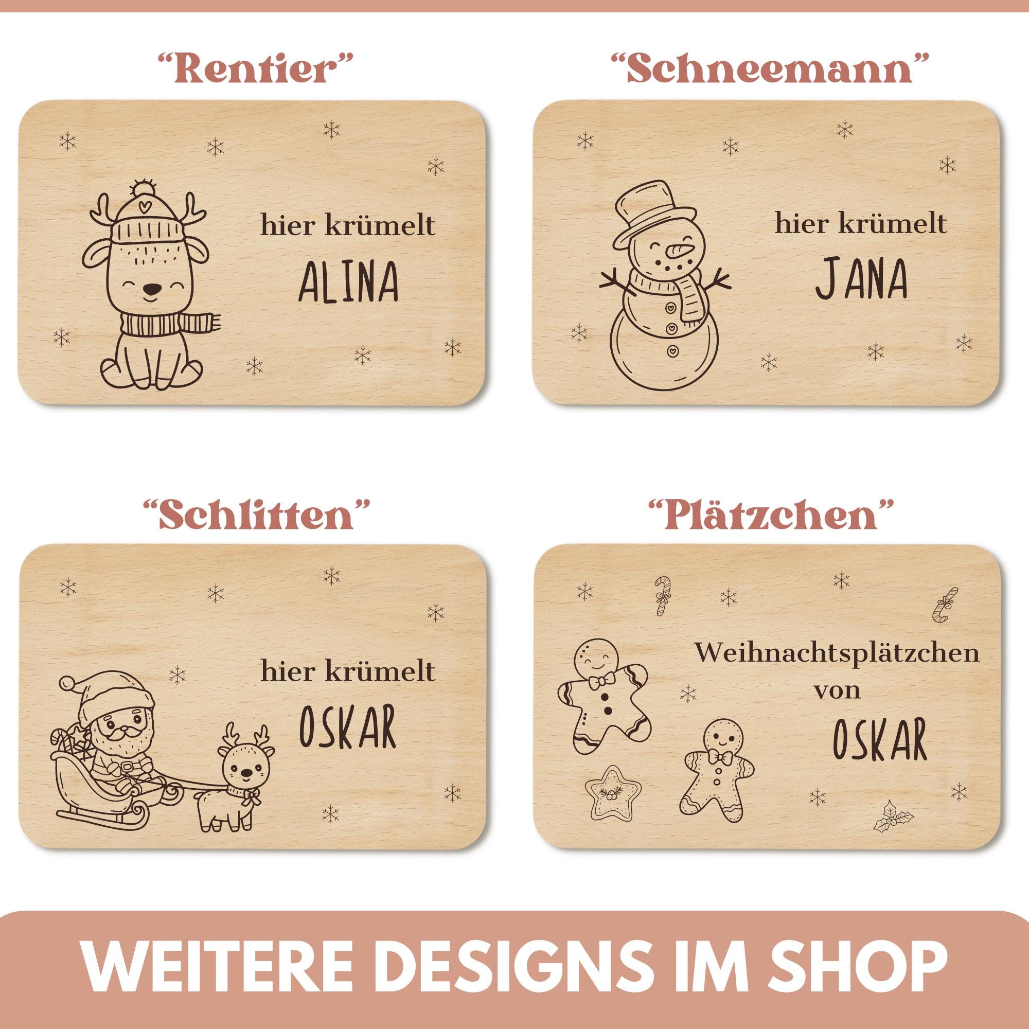 Personalisiertes Brettchen Nikolaus mit Namen, Nikolaus-Tablett, Frühstücksbrettchen mit Gravur, Schneidebrett Milch und Plätzchen