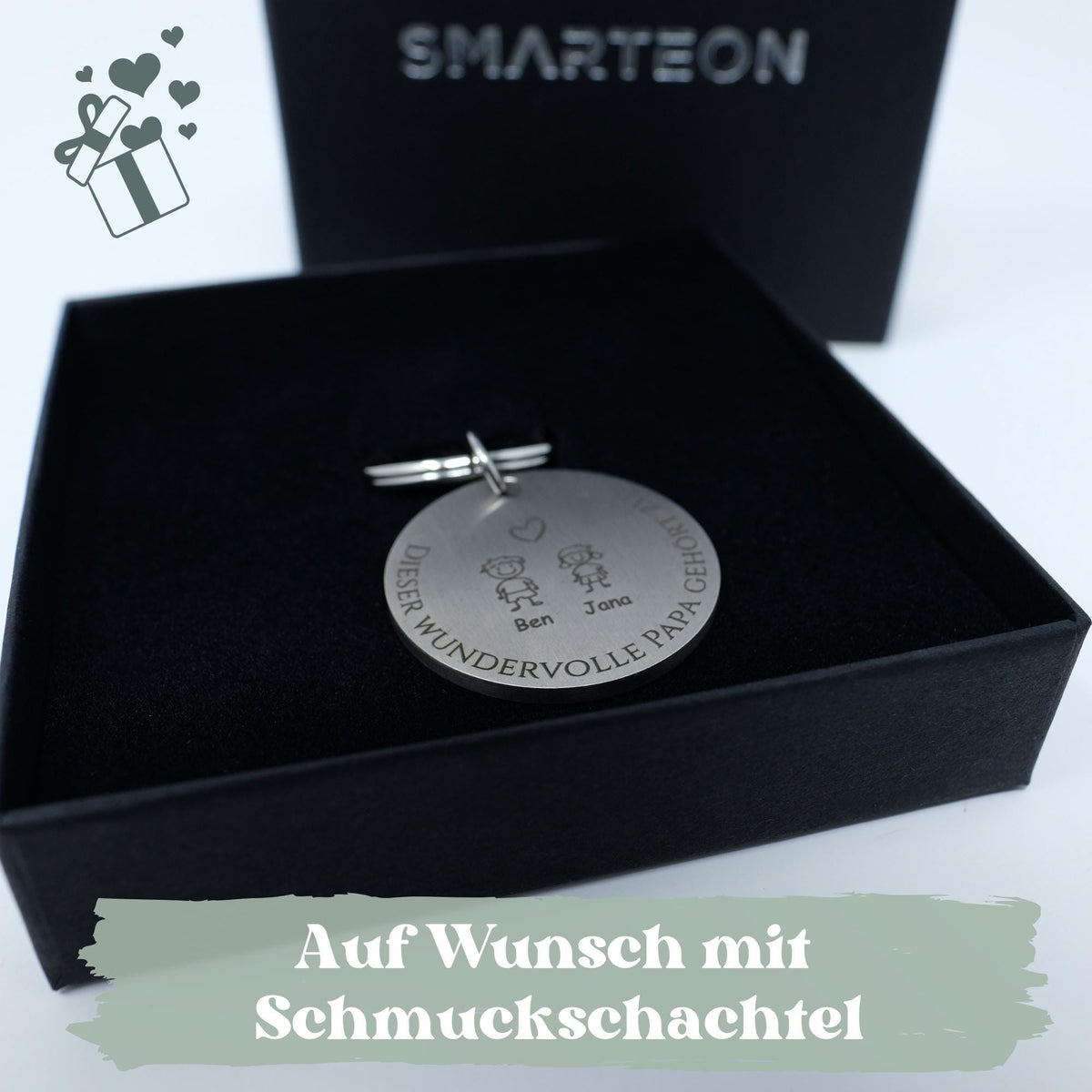 Schlüsselanhänger Papa & Mama Herz mit Kinderhänden