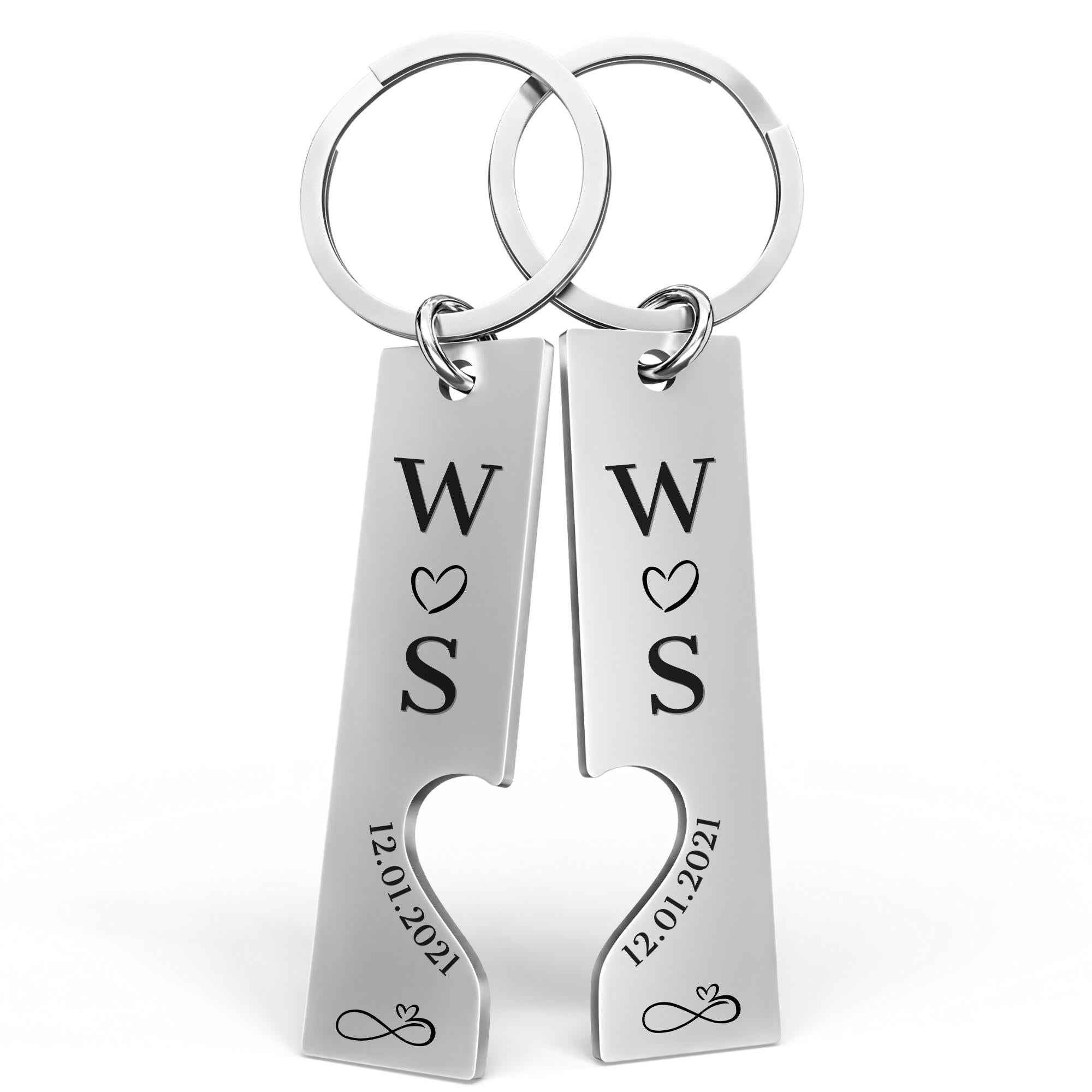 Personalisierter Schlüsselanhänger für Paare | Partner Schlüsselanhänger im 2er Set | Geschenk zum Valentinstag oder Jahrestag