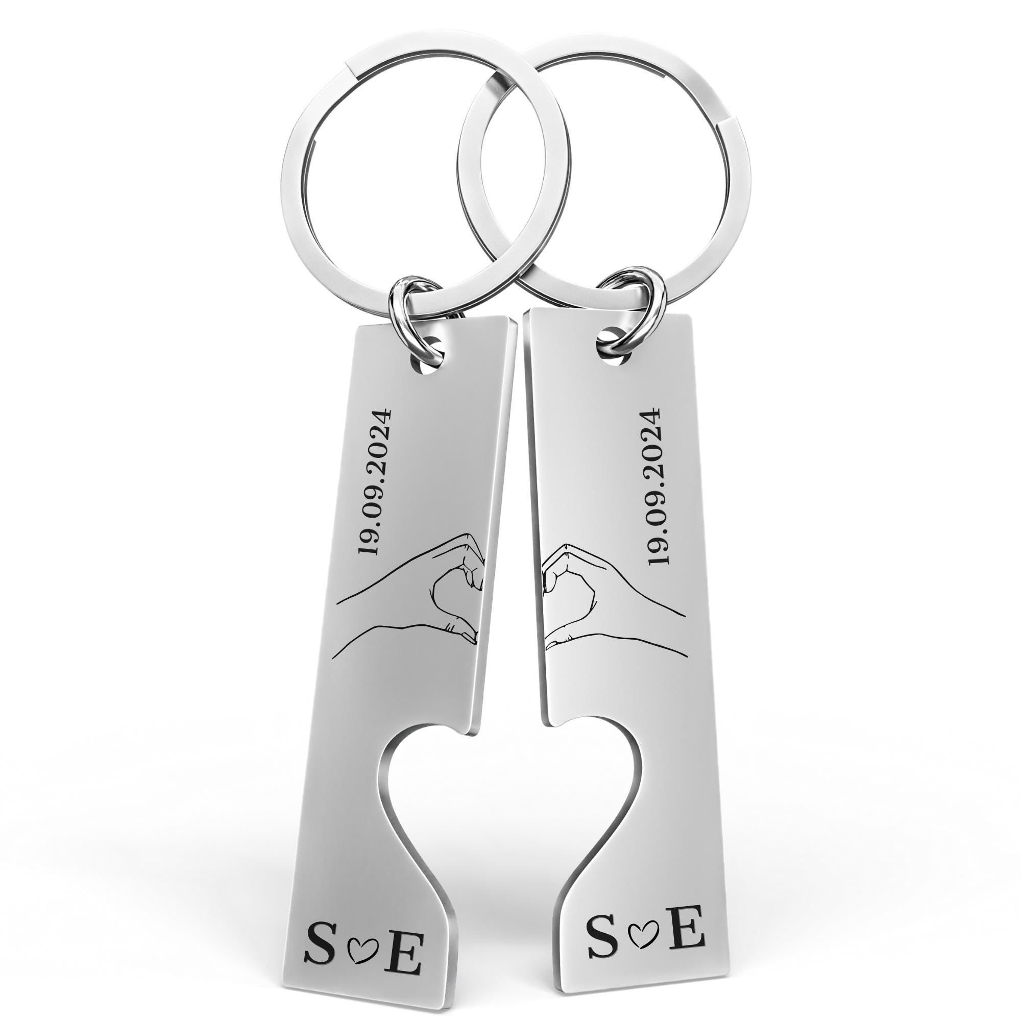 Personalisierter Schlüsselanhänger für Paare | Partner Schlüsselanhänger im 2er Set | Geschenk zum Valentinstag oder Jahrestag
