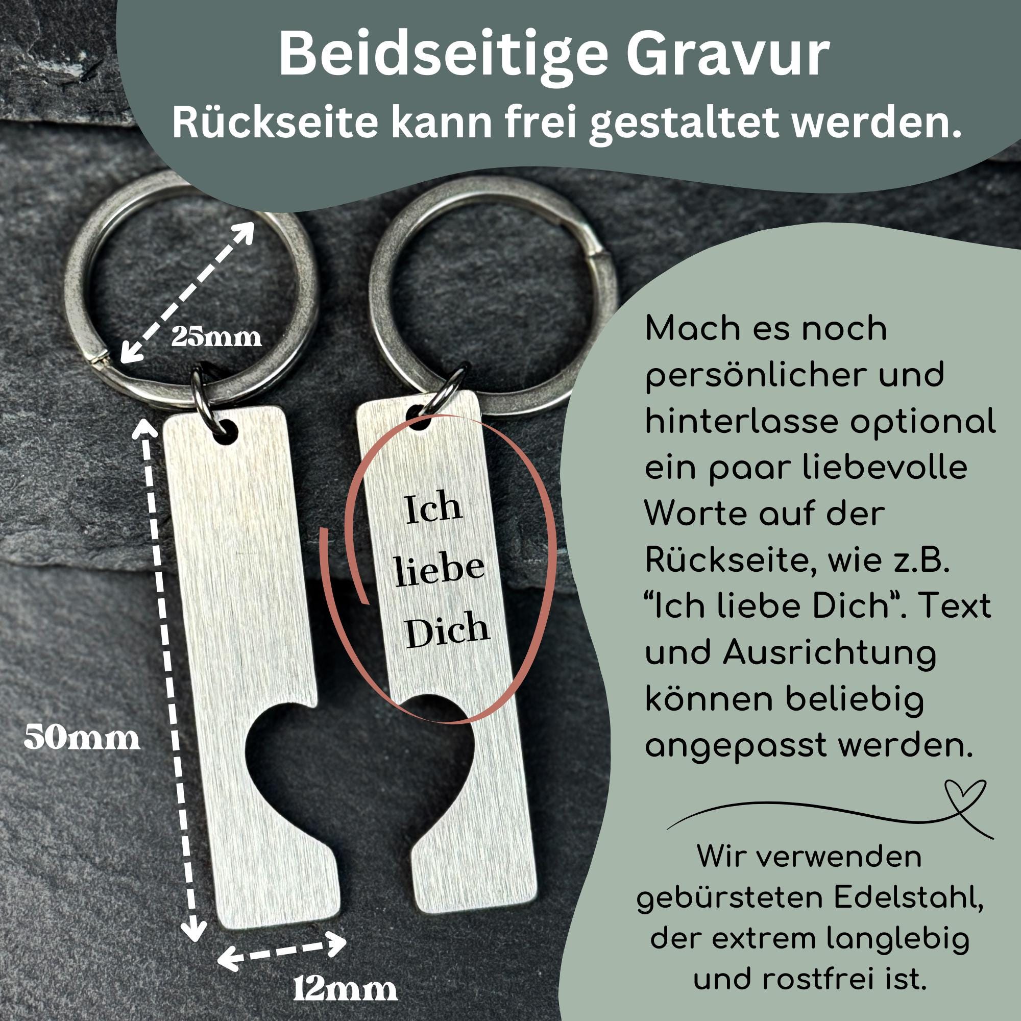 Personalisierter Schlüsselanhänger für Paare | Partner Schlüsselanhänger im 2er Set | Geschenk zum Valentinstag oder Jahrestag