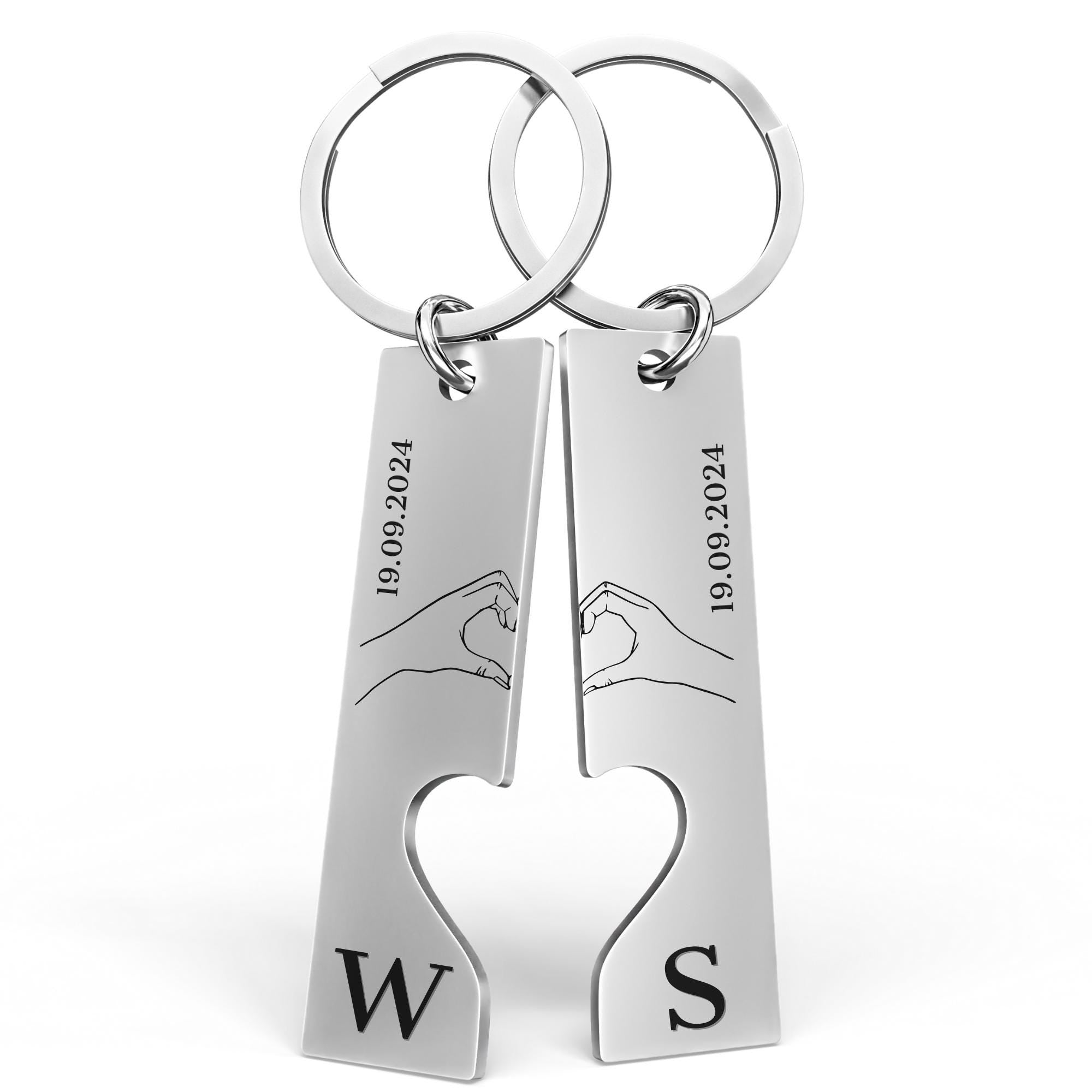 Personalisierter Schlüsselanhänger für Paare | Partner Schlüsselanhänger im 2er Set | Geschenk zum Valentinstag oder Jahrestag