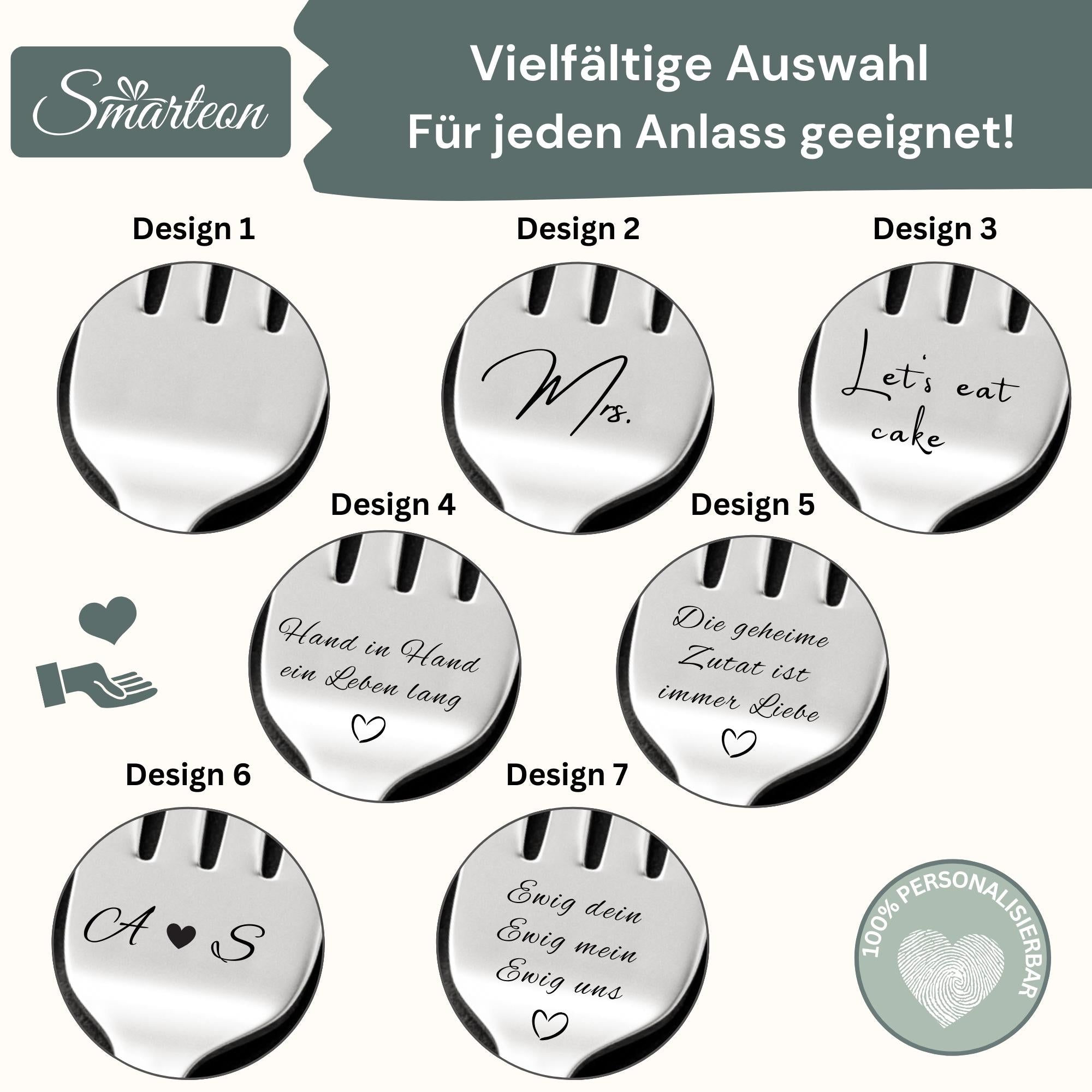 Gabel Set mit personalisierter Gravur – Hochzeitsgeschenke für Brautpaar, Geburtstag, Geschenkidee für Paare, Kuchengabeln mit Namen