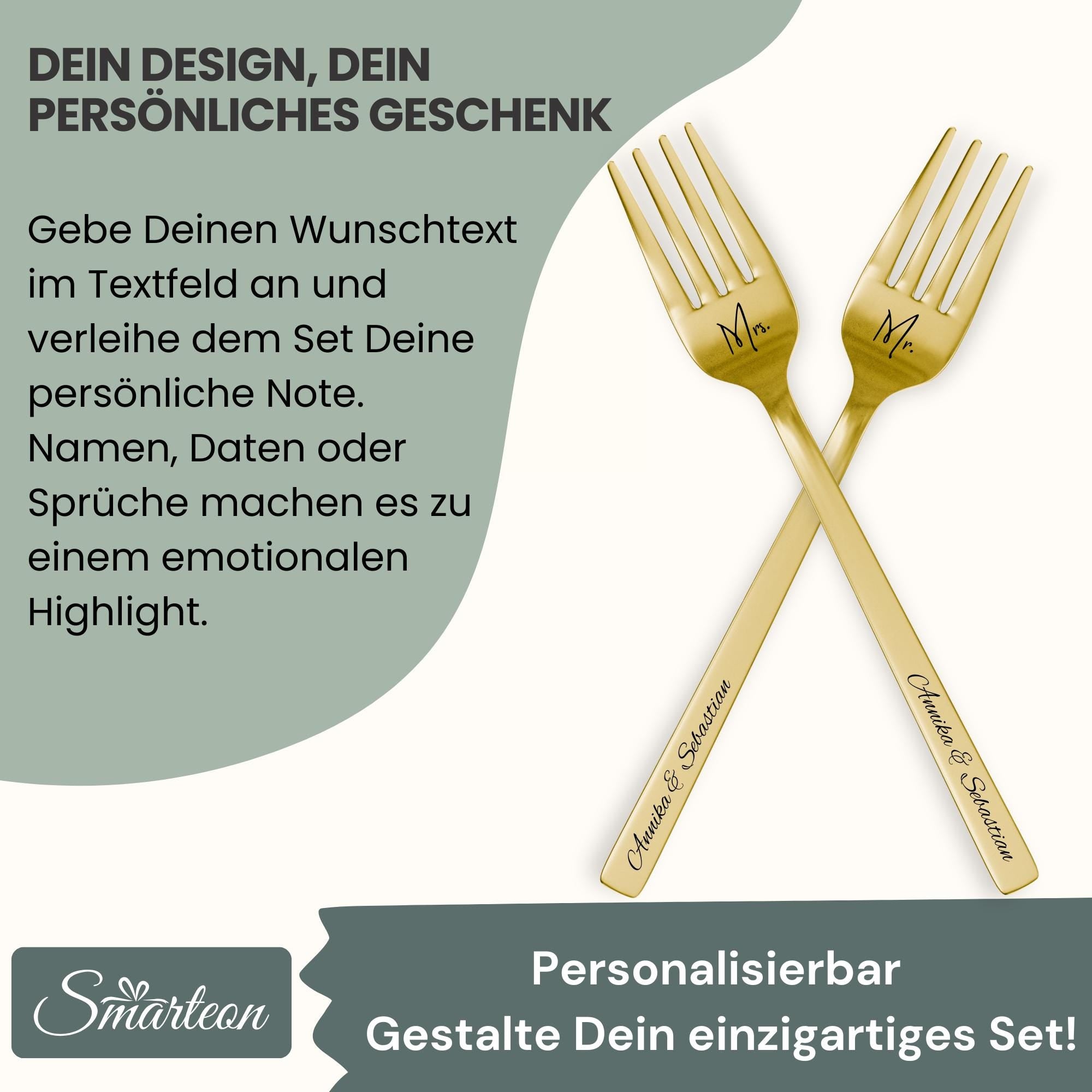 Gabel Set mit personalisierter Gravur – Hochzeitsgeschenke für Brautpaar, Geburtstag, Geschenkidee für Paare, Kuchengabeln mit Namen