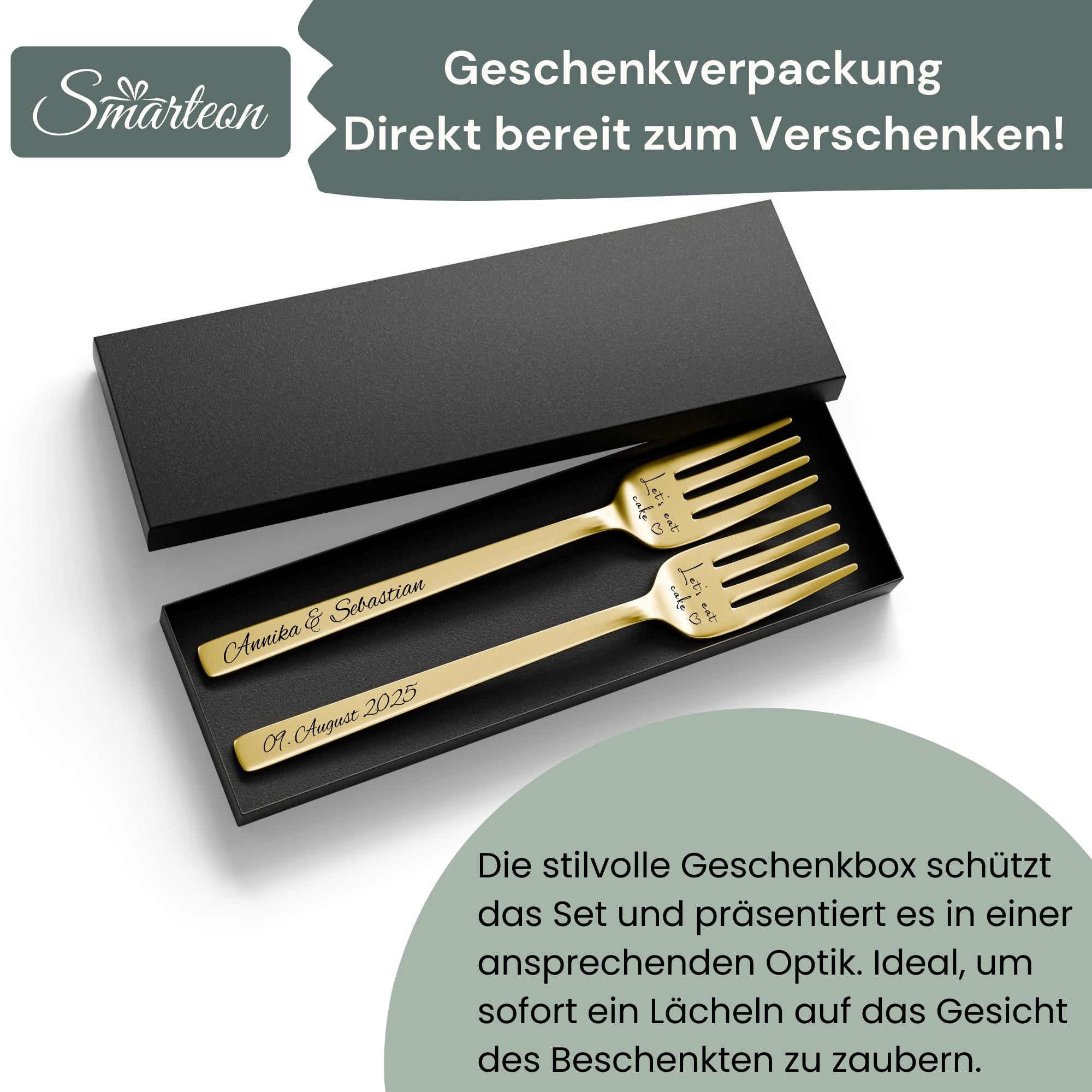 Gabel Set mit personalisierter Gravur – Hochzeitsgeschenke für Brautpaar, Geburtstag, Geschenkidee für Paare, Kuchengabeln mit Namen