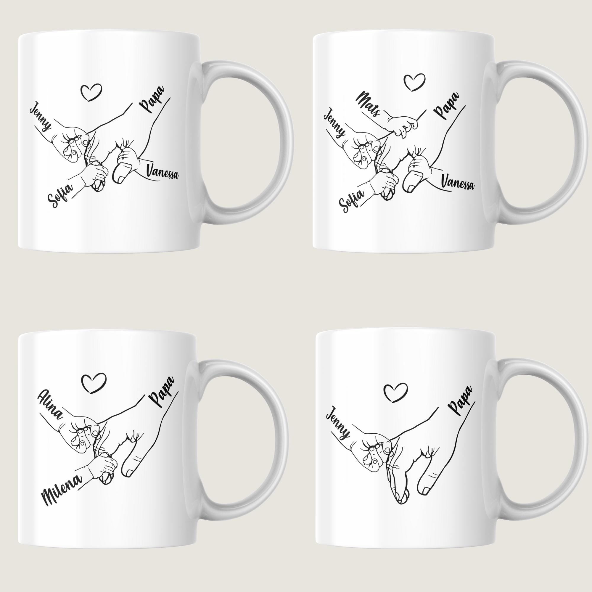 Personalisierte Tasse mit Namen – Geschenk für Papa mit Kinderhänden – Vatertag Tasse – Kaffeetasse individuell bedruckt, Papa Tasse