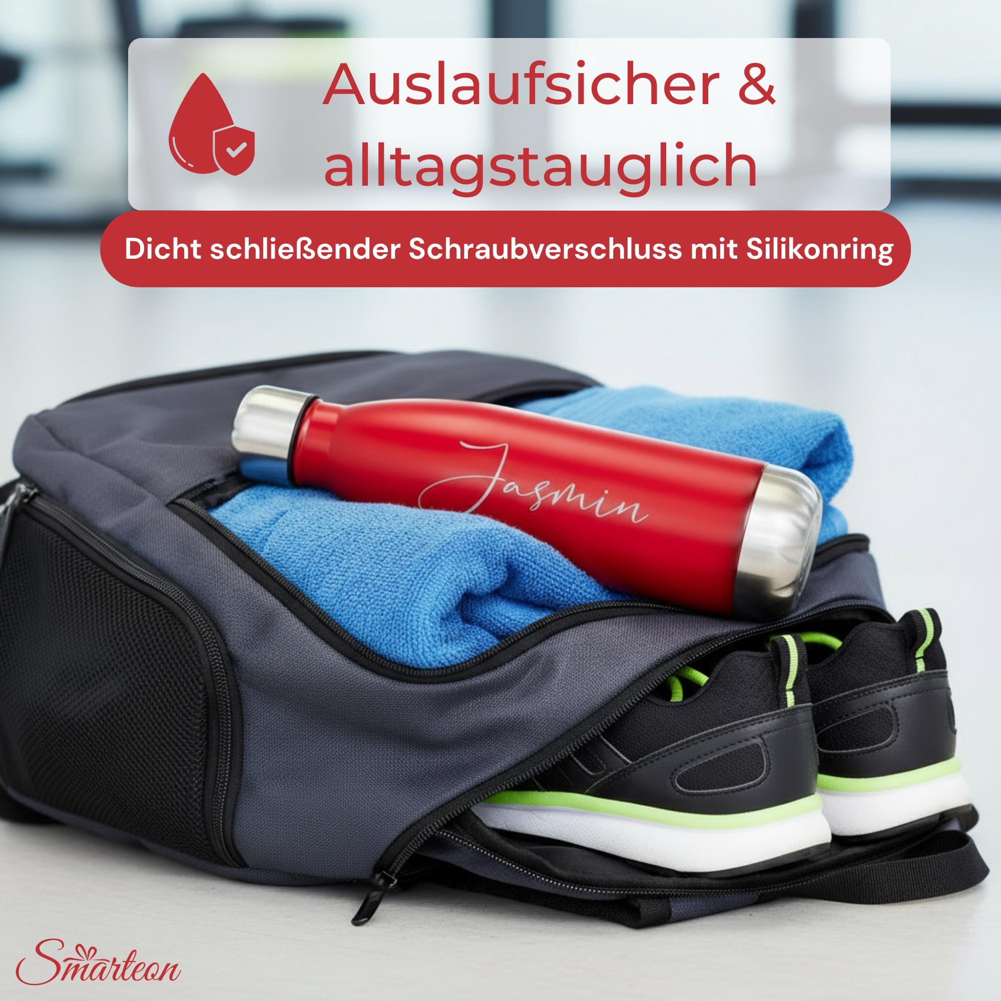 Trinkflasche personalisiert mit Namen – Edelstahl Thermosflasche mit Gravur – Personalisierte Flasche Erwachsene & Kinder (500ml)