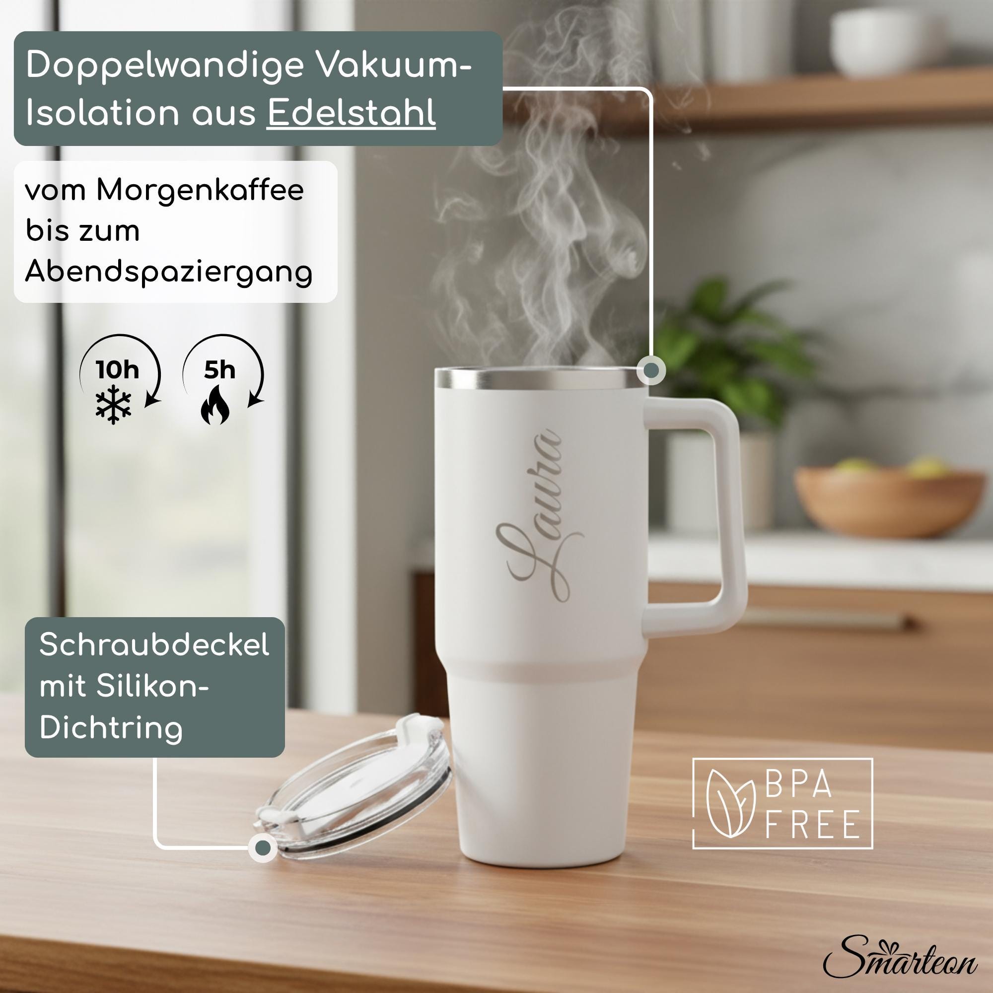 Thermobecher personalisiert mit Namen – Edelstahl 900ml