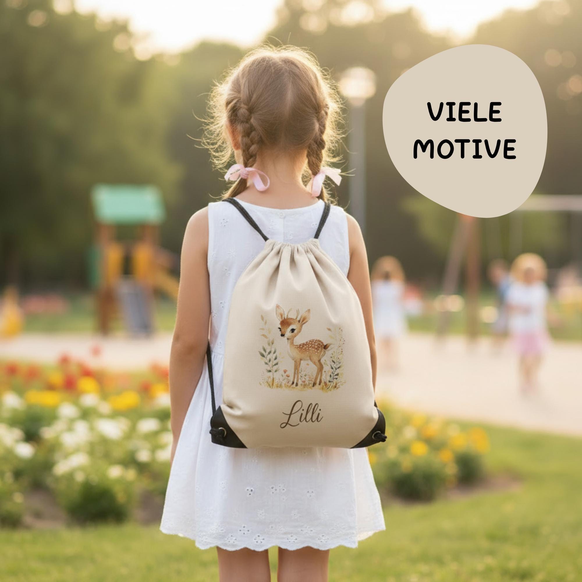 Personalisierter Turnbeutel mit Namen | Gymbag Kinder Mädchen Junge | Geschenk zur Einschulung & Kindergartenstart | Sportbeutel Schule Kita