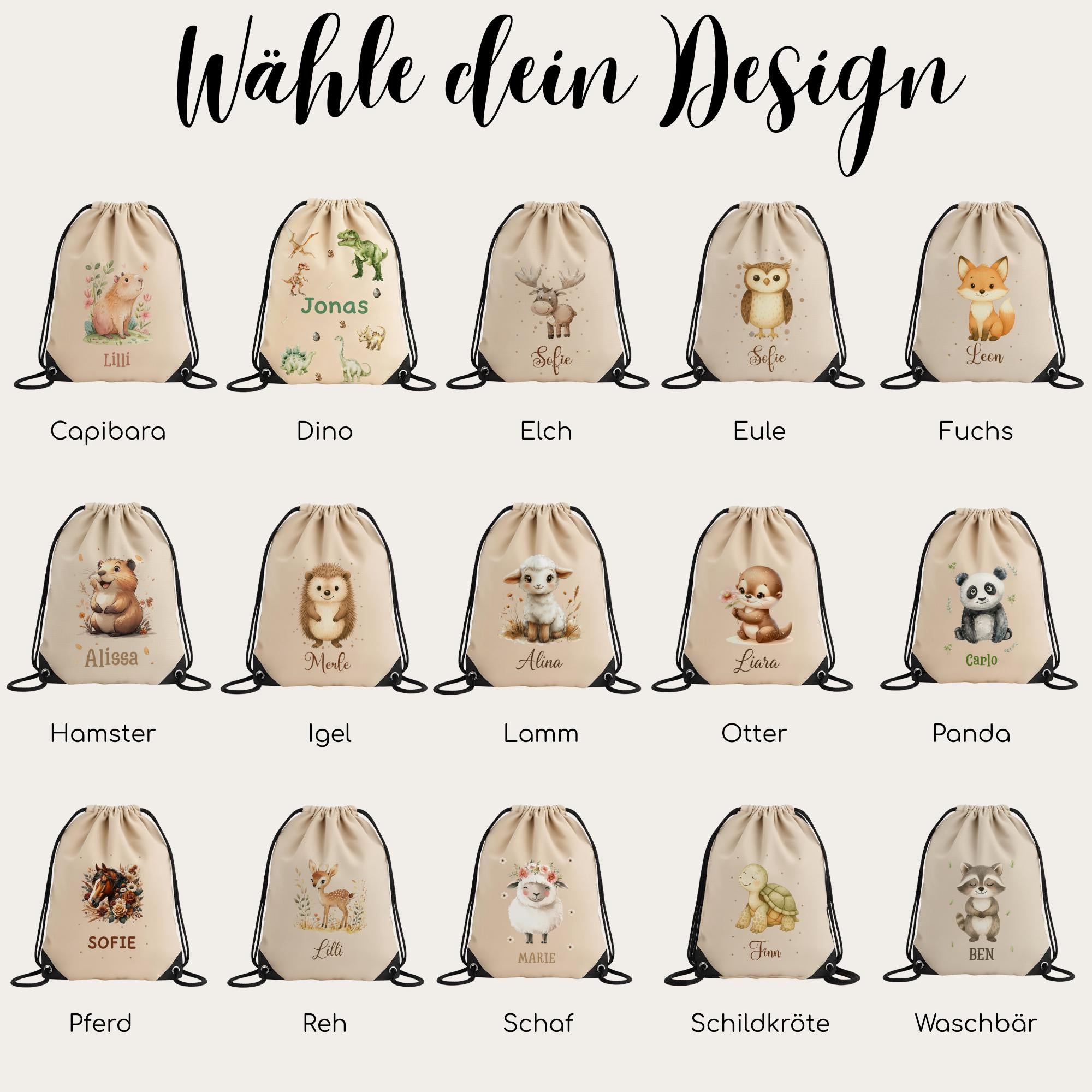 Personalisierter Turnbeutel mit Namen | Gymbag Kinder Mädchen Junge | Geschenk zur Einschulung & Kindergartenstart | Sportbeutel Schule Kita