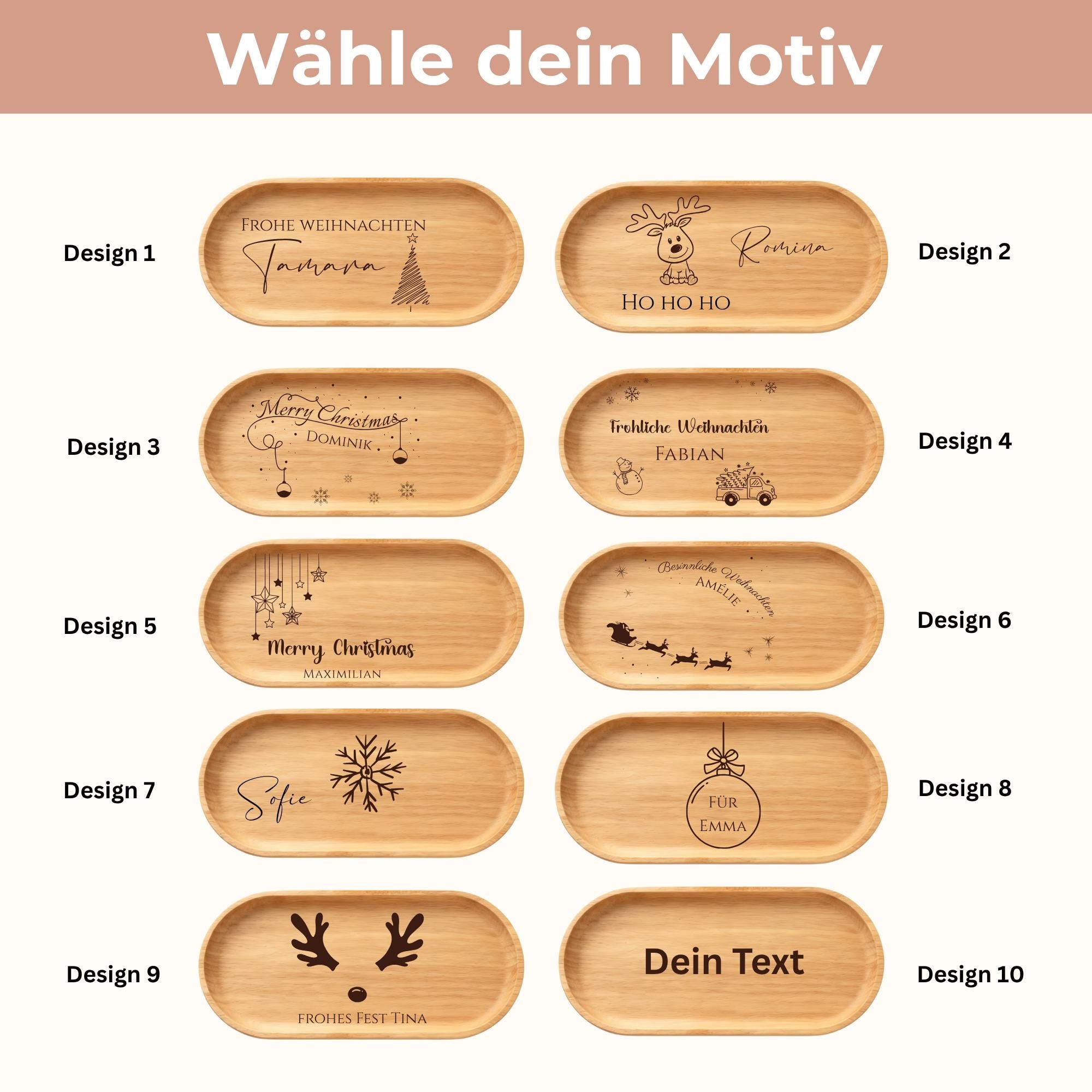Personalisiertes Serviertablett mit Tasse - Holztablett mit Gravur als Weihnachtsgeschenk - Persönliches Geschenk Weihnachten