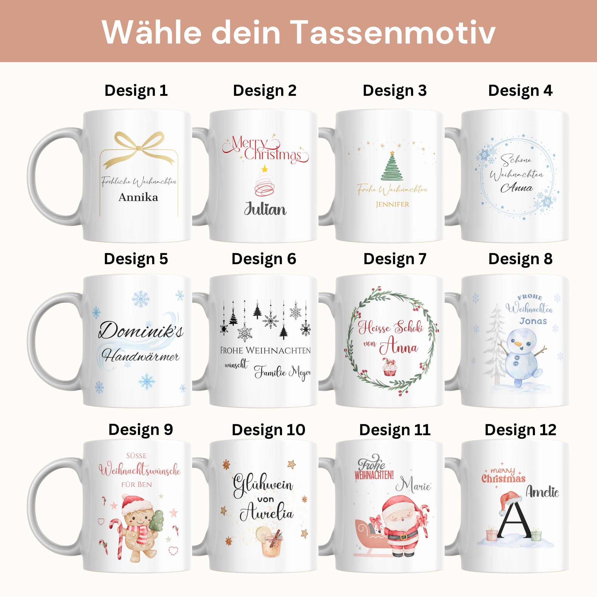 Personalisiertes Serviertablett mit Tasse - Holztablett mit Gravur als Weihnachtsgeschenk - Persönliches Geschenk Weihnachten