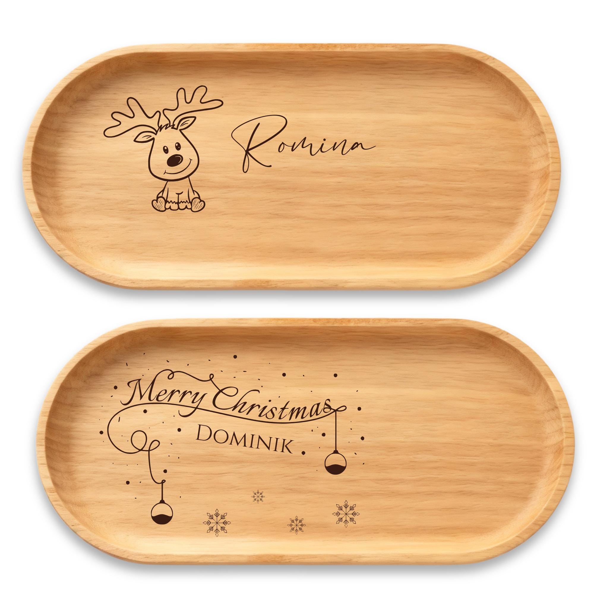 Personalisiertes Serviertablett mit Tasse - Holztablett mit Gravur als Weihnachtsgeschenk - Persönliches Geschenk Weihnachten
