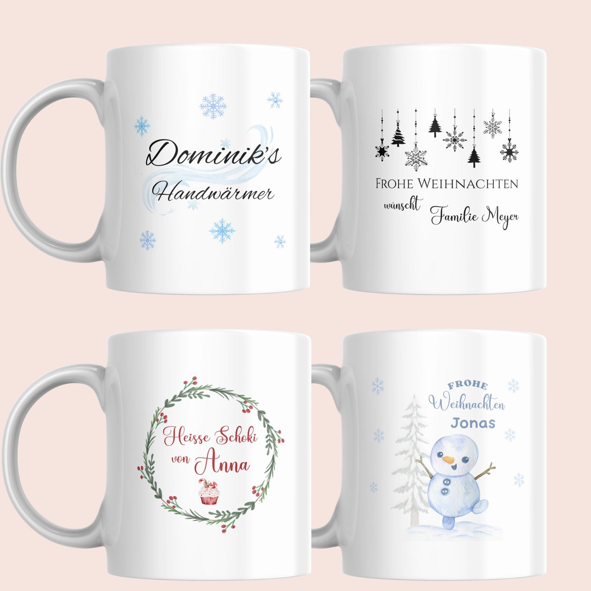 Personalisiertes Serviertablett mit Tasse - Holztablett mit Gravur als Weihnachtsgeschenk - Persönliches Geschenk Weihnachten
