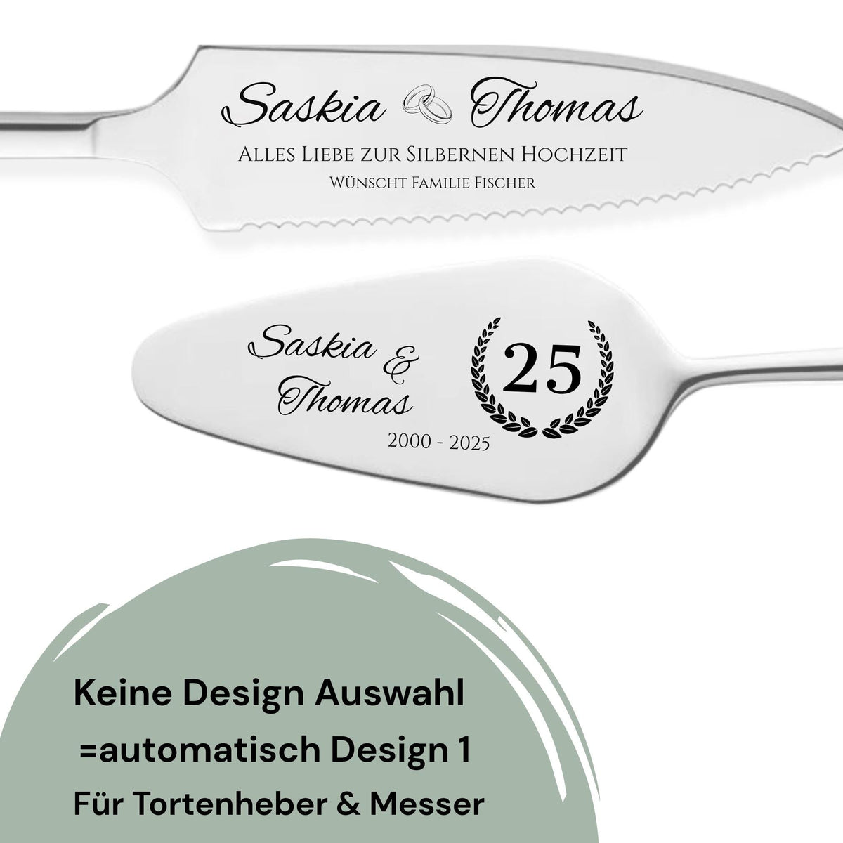 Tortenheber inkl. Tortenmesser im Set Personalisiert