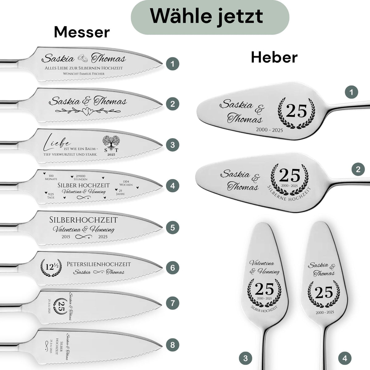 Tortenheber inkl. Tortenmesser im Set Personalisiert