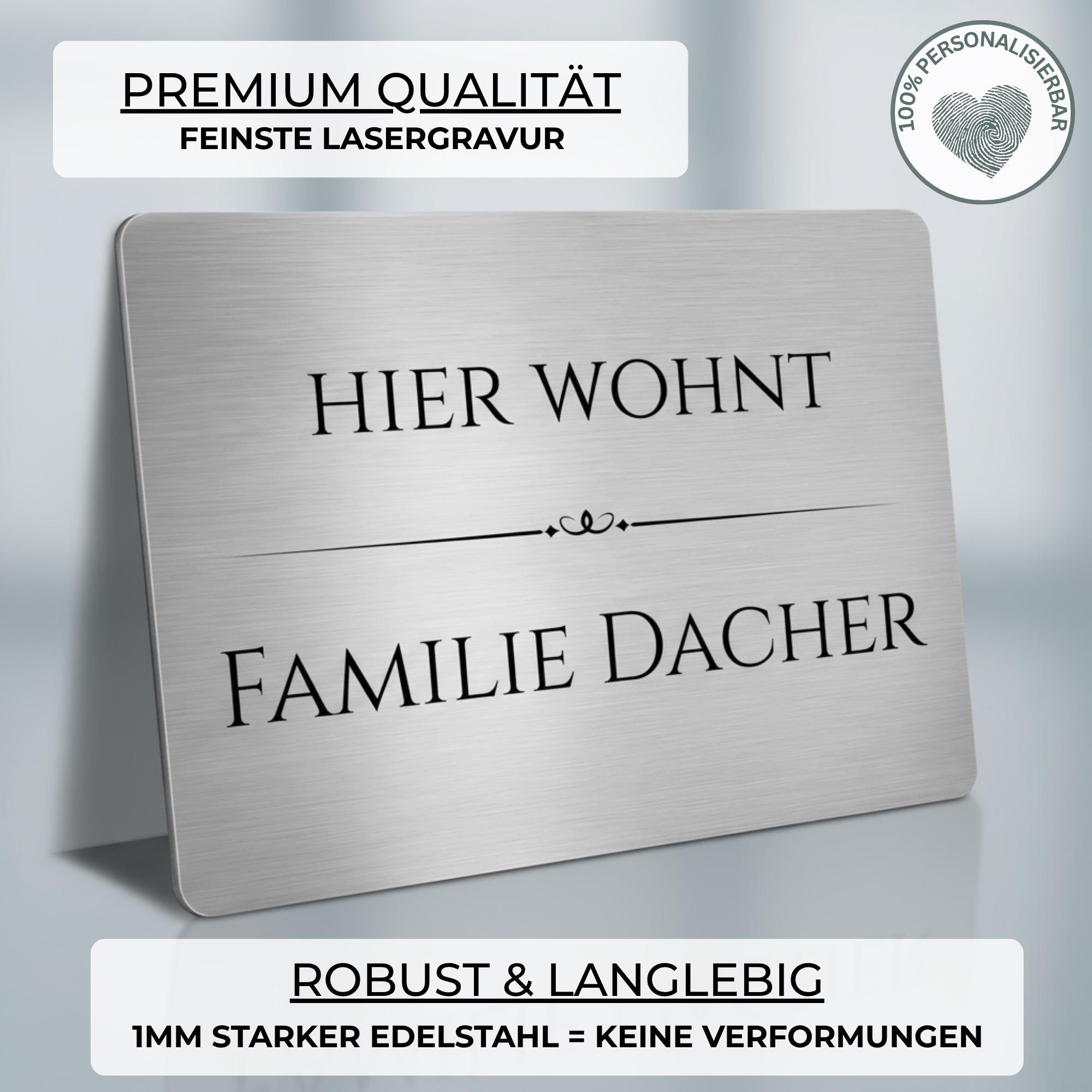 Personalisierte Namensschilder für Briefkasten, Klingelschild & Haustür – selbstklebend, wetterfest, aus Edelstahl